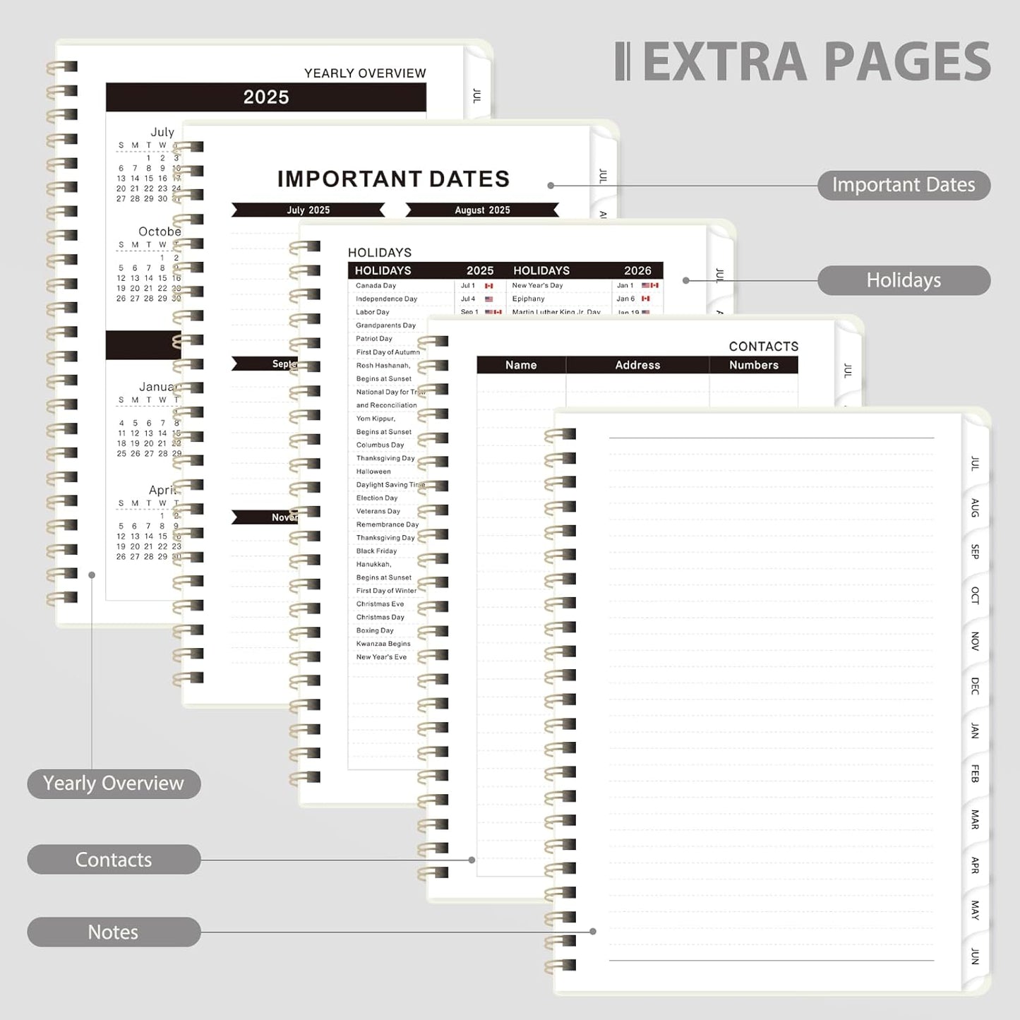 Planner 2025-2026, Weekly and Monthly Calendar Academic Planner (July 2025 - June 2026), Hardcover Teacher School Student Agenda with Tabs, Ideal for School Office Supplies, A5 (6.3" x 8.5")