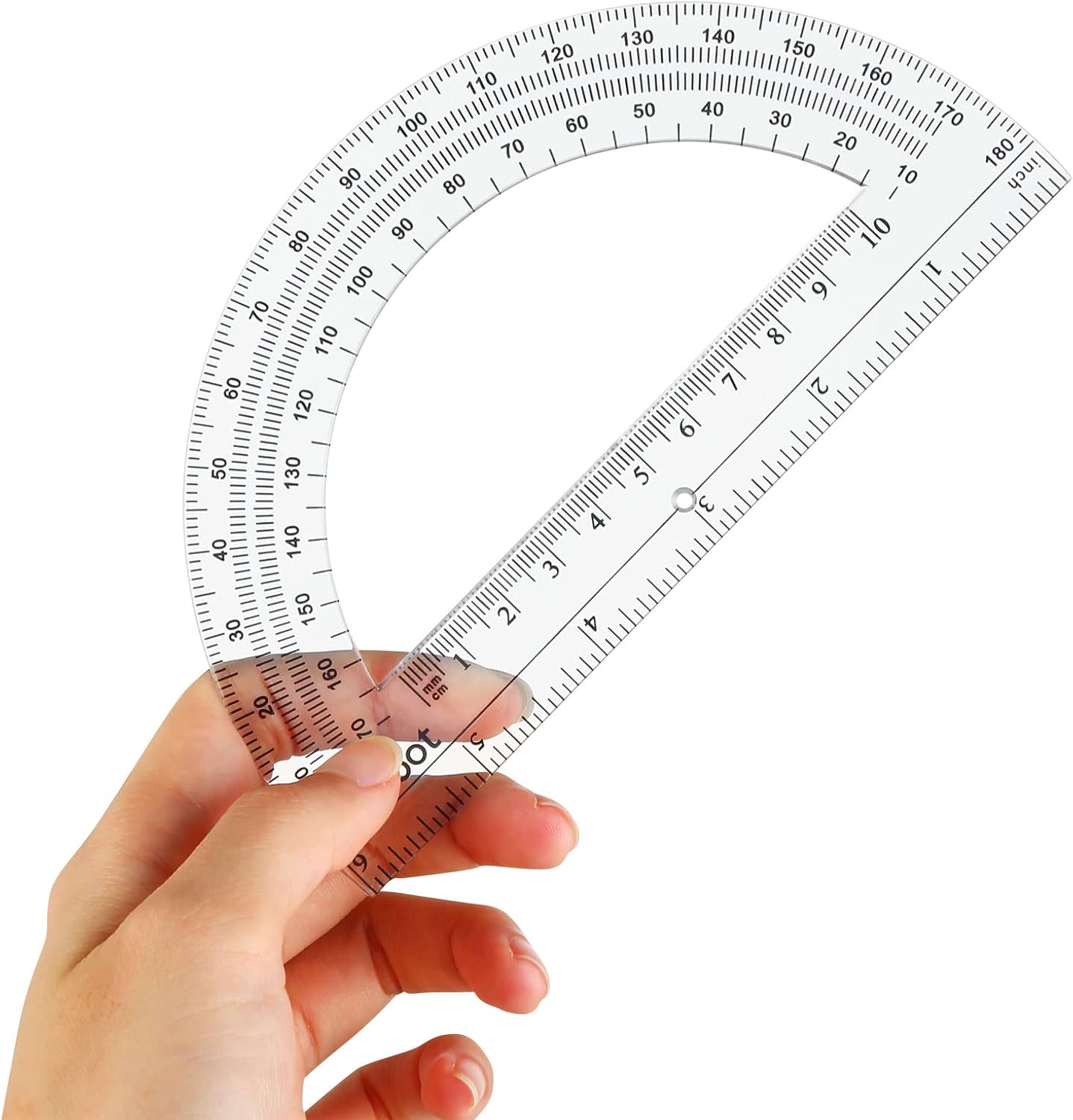 EBOOT 24 Pack Plastic Protractors Math Protractor 180 Degrees 6 Inch (Clear)