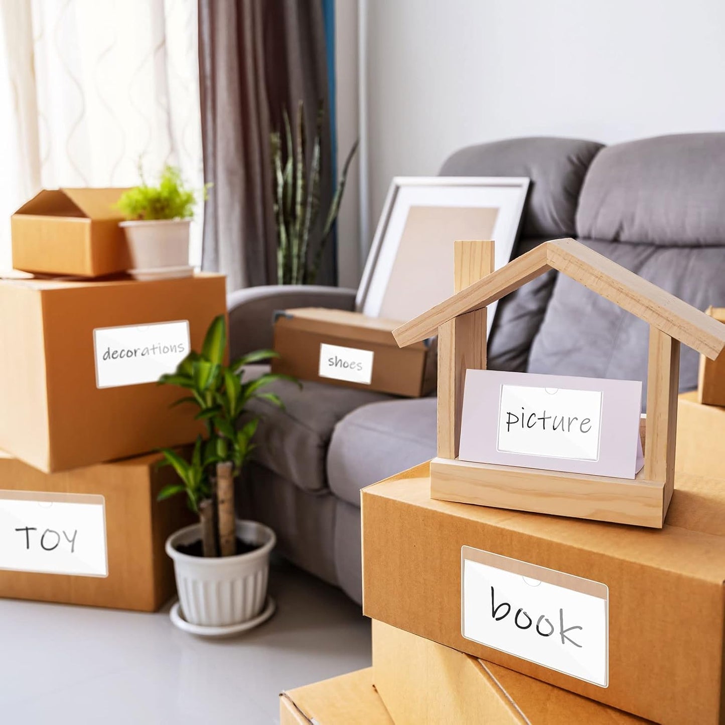 Chinco 30 Pcs Self Adhesive Pockets, Bin Labels for Storage Bins, Clear Pocket Label Sleeves, Plastic Index Card Holder with Top Open for Organizing Bins Box Drawer(Mixed Sizes)