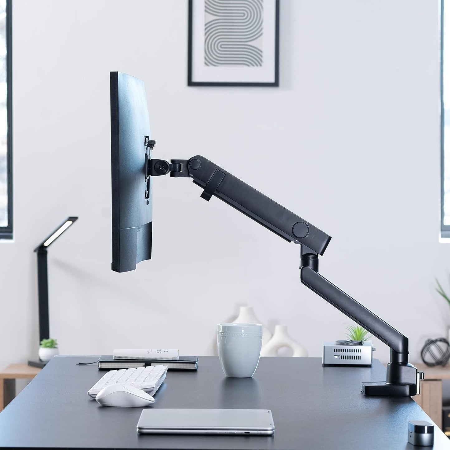 VIVO Premium Aluminum Full Motion Single Ultrawide Monitor Desk Mount Stand with Lift Engine Arm, Fits Screens up to 40 inches, STAND-V101BB