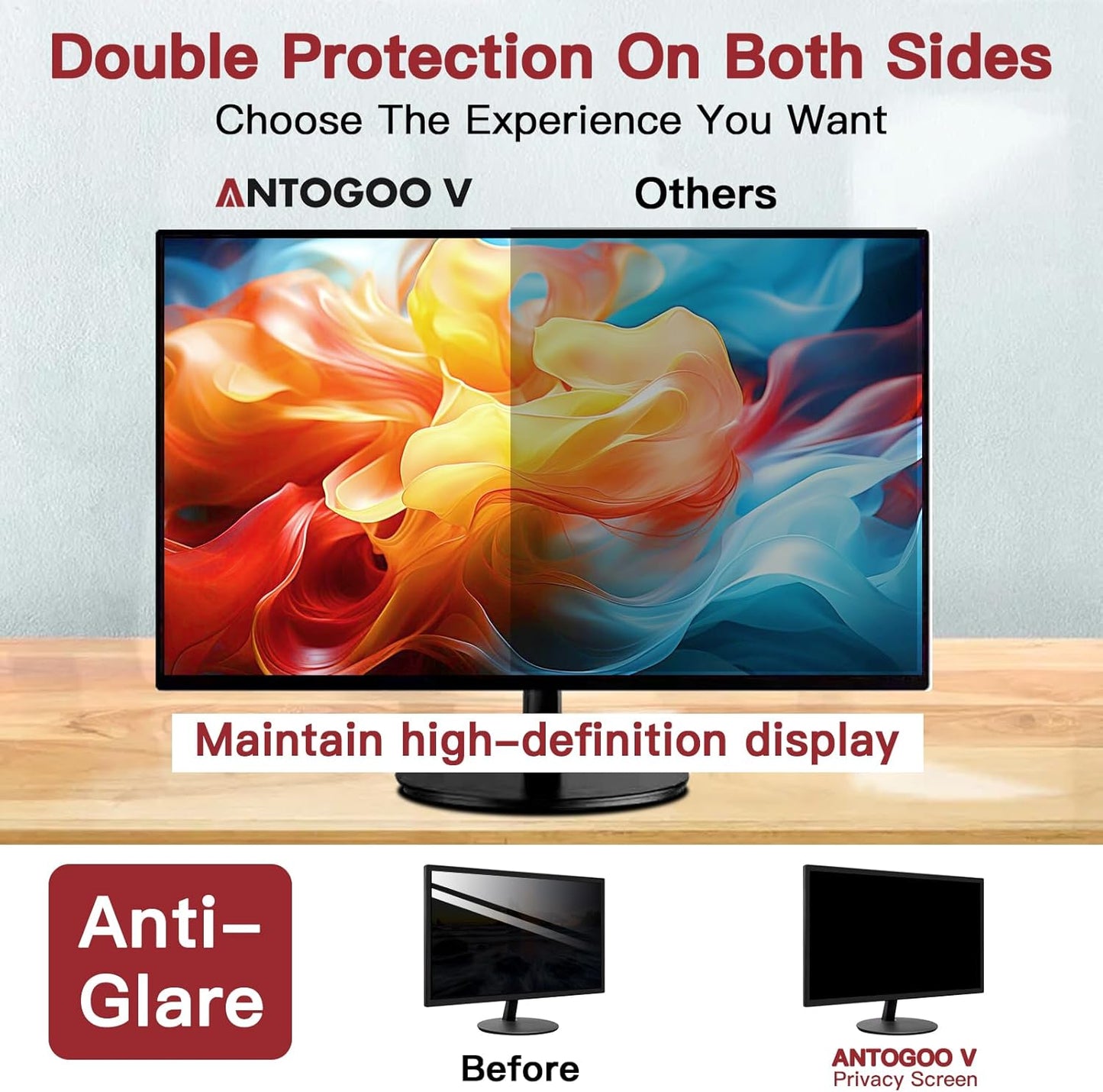 2 Pack 23.8 Inch Privacy Screen for Computer Monitor 16:9 Aspect Ratio, Eye Protection Anti Glare Computer Screen Cover, Removable Anti-Scratch Computer Screen Privacy Shield for 23.8'' Widescreen Monitor