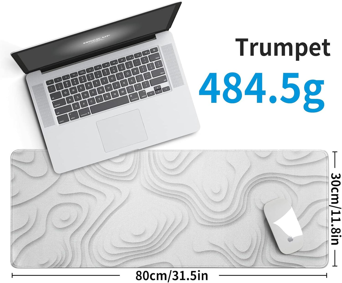 Solid Geometry Large Gaming Mouse Pad White Mouse Pad Gaming Big Desk Pad Desk Mat with Stitched Edge 31.5''x11.8'' Computer Mousepad Waterproof Desk Protector