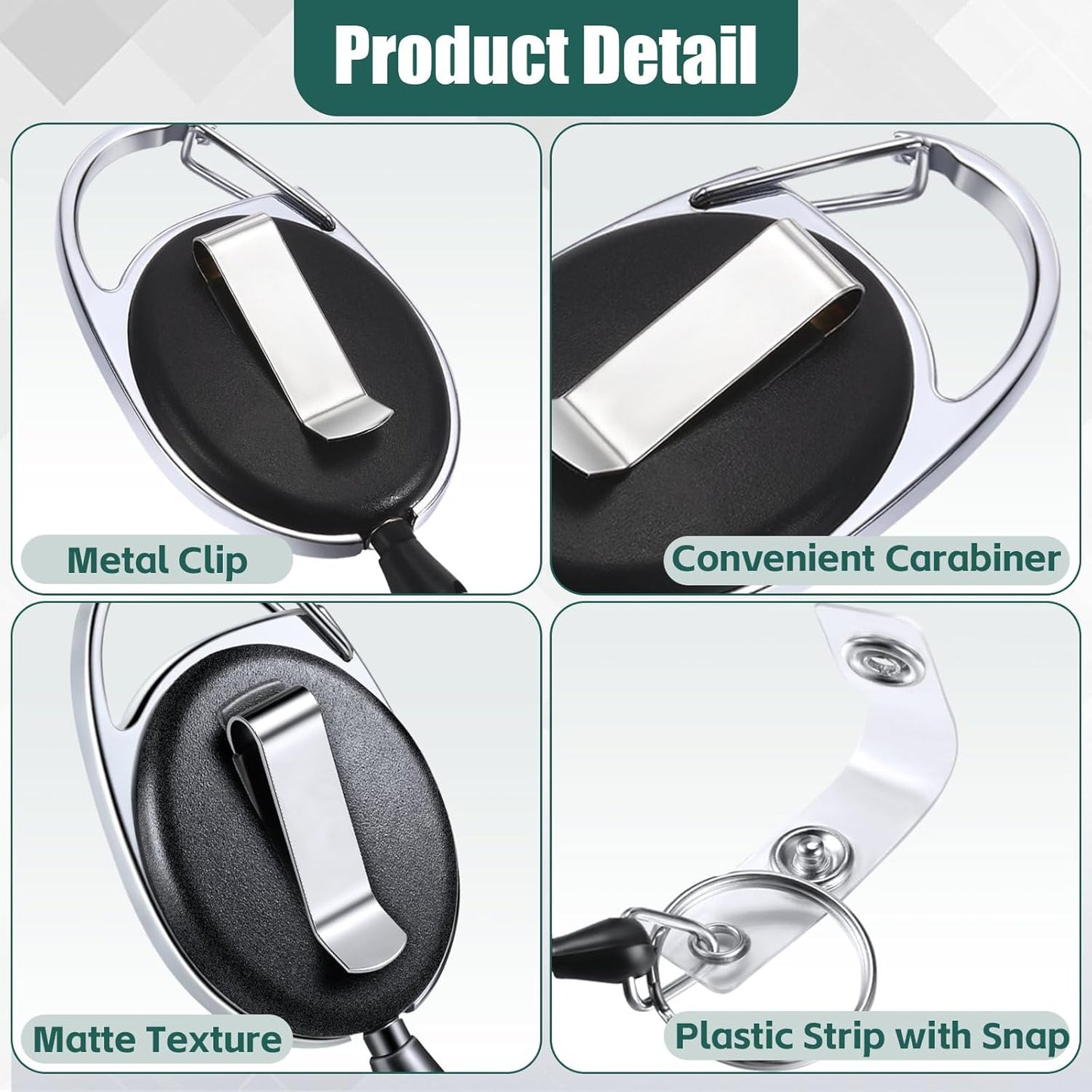 Honoson 10 Pcs Heavy Duty Retractable Badge Reels Batch ID Badge Holder Retractable Clip Bulk Key Holder with Ring for Office Worker Employee, Doctor Nurse Gifts (Black)