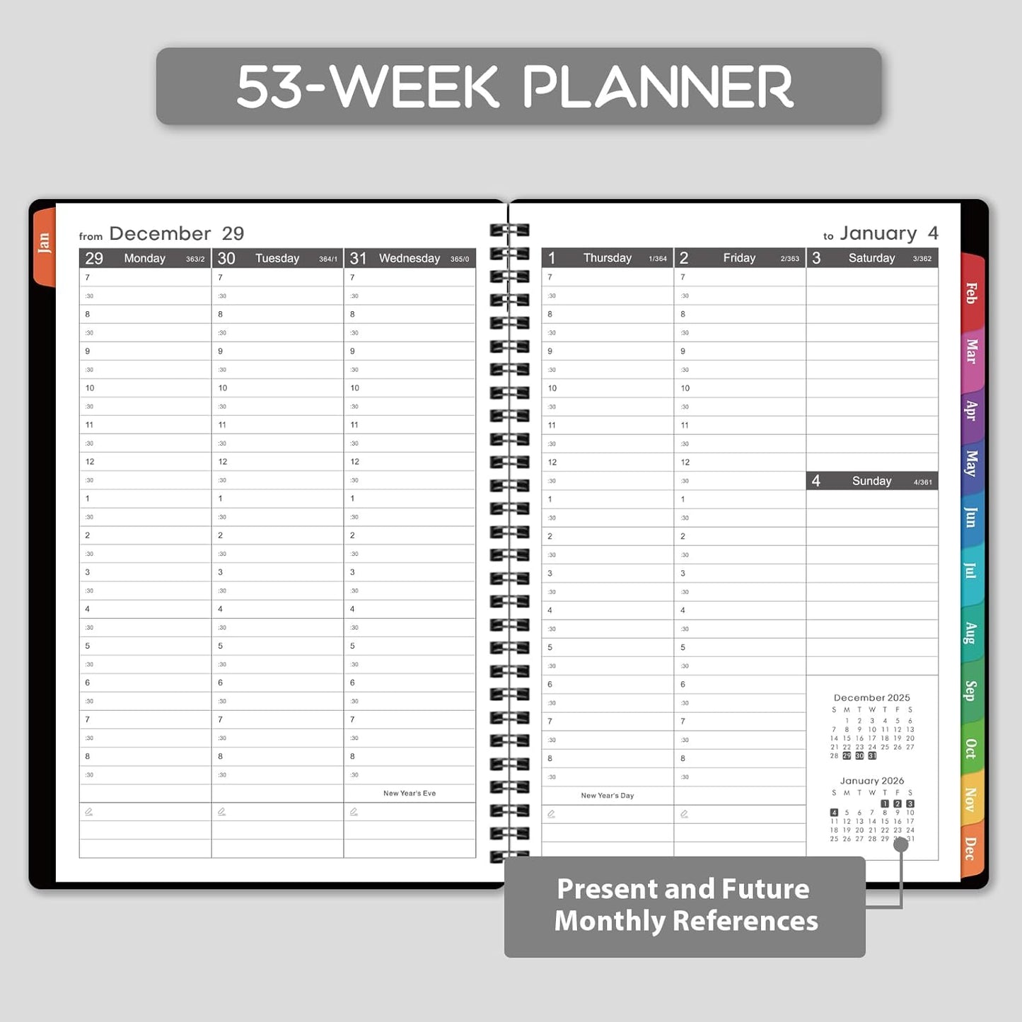 2026 Appointment Book - 2026 Planner, Weekly Appointment Book & Planner, Jan 2026 - Dec 2026, 2026 Daily Hourly Planner, 6.3" x 8.5", Half Hour (30 Mins) Interval, Colorful Tabs, Thick Paper