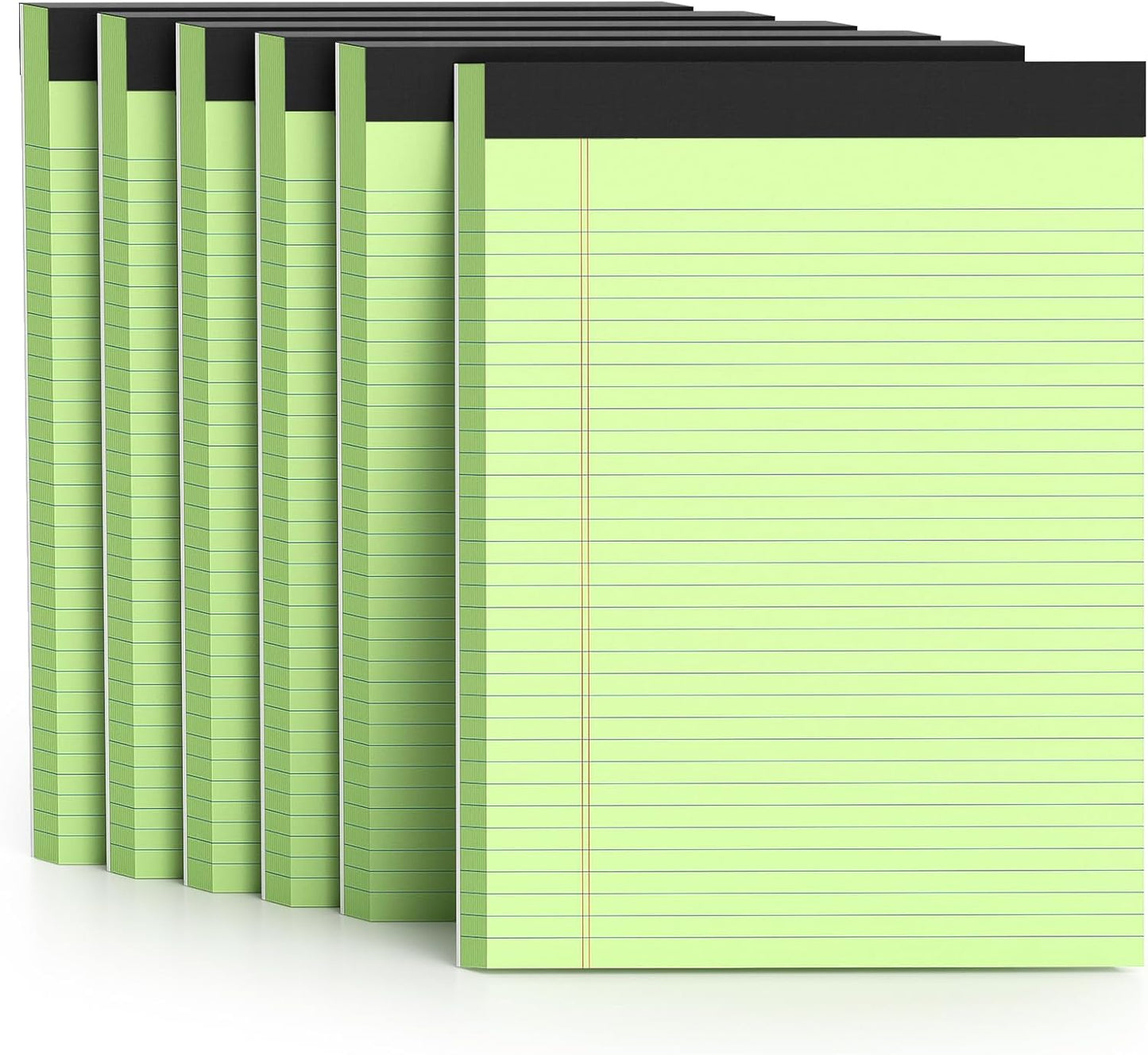 300 Sheets Green Legal Pads 8.5 x 11 College Ruled Paper 6-Pack Note Pads Narrow Ruled 50 Sheets per Notepad Perforated Writing Pad Durable Sturdy Back 8x11 Pads of Paper