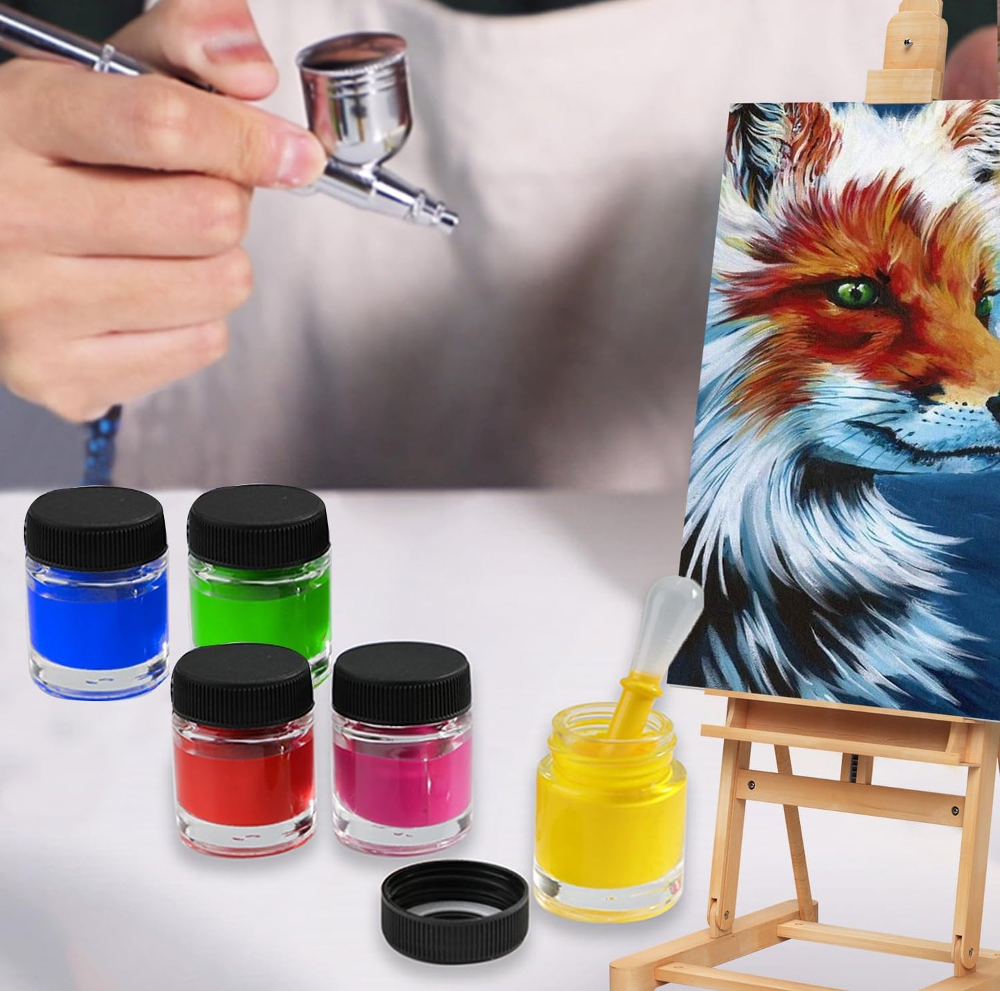 12pcs Airbrush Bottles Glass Jar for Air brush spray paint ink or colors storage