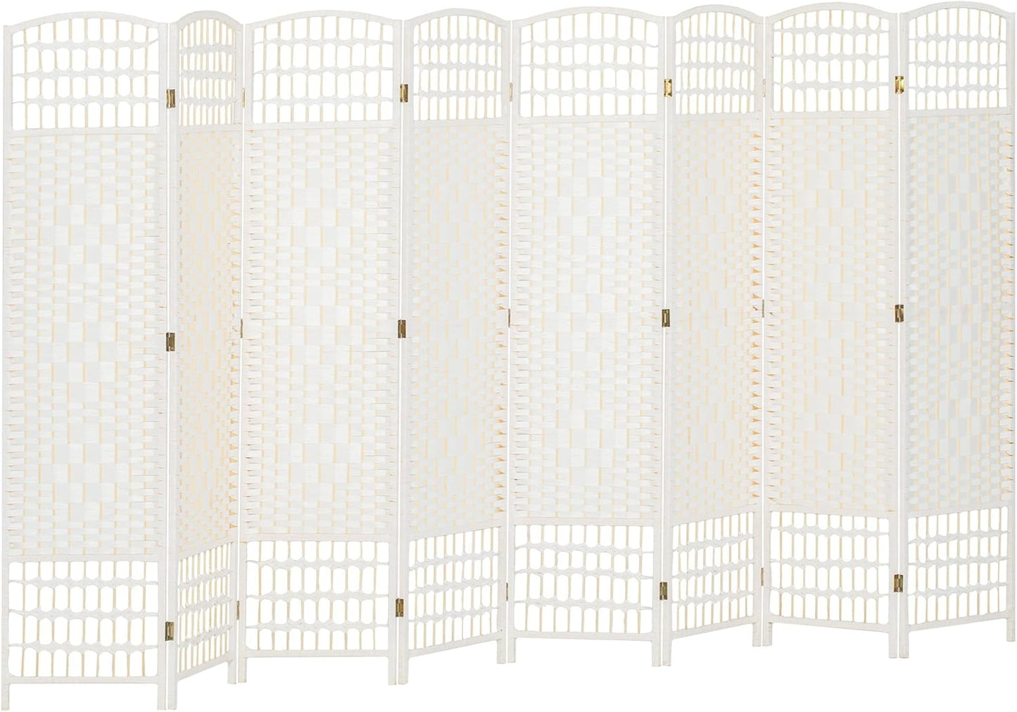HOMCOM 8 Panel Room Divider, Folding Privacy Screen, 5.6' Room Separator, Wave Fiber Freestanding Partition Wall Divider, White