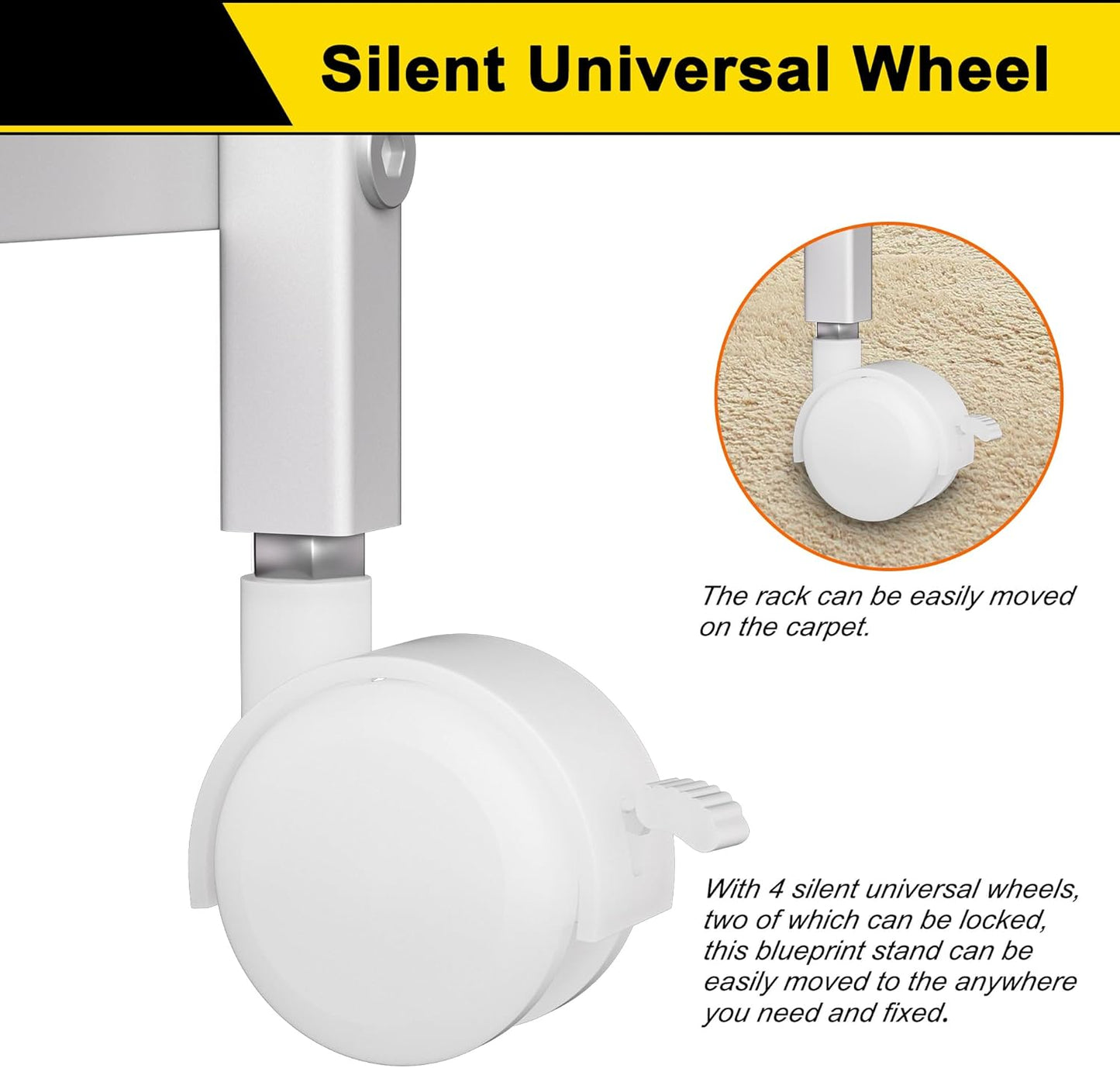 Blueprint Storage Rack, Blueprint Holder with Wheels, Used for Storing Blueprint/Carpet/Map/Poster/Architectural Construction Plan, 20 Slots, 2 Brakes, Silent wheel for Home, Office, School(Black)