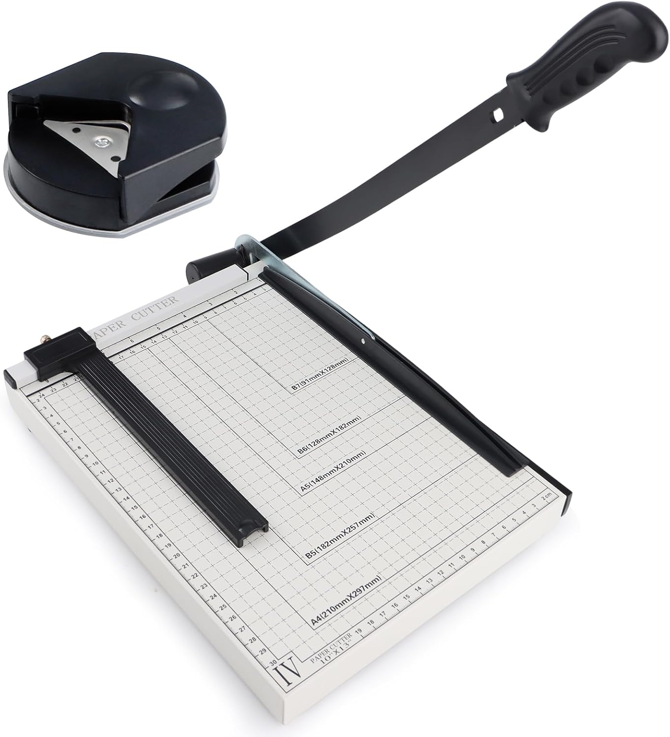 12" Guillotine Paper Cutter, Heavy Duty Paper Trimmer Cutter 12-Sheet Capacity Trimmer with Corner Rounder for Cardstock, Photos, Cardboard, Crafts