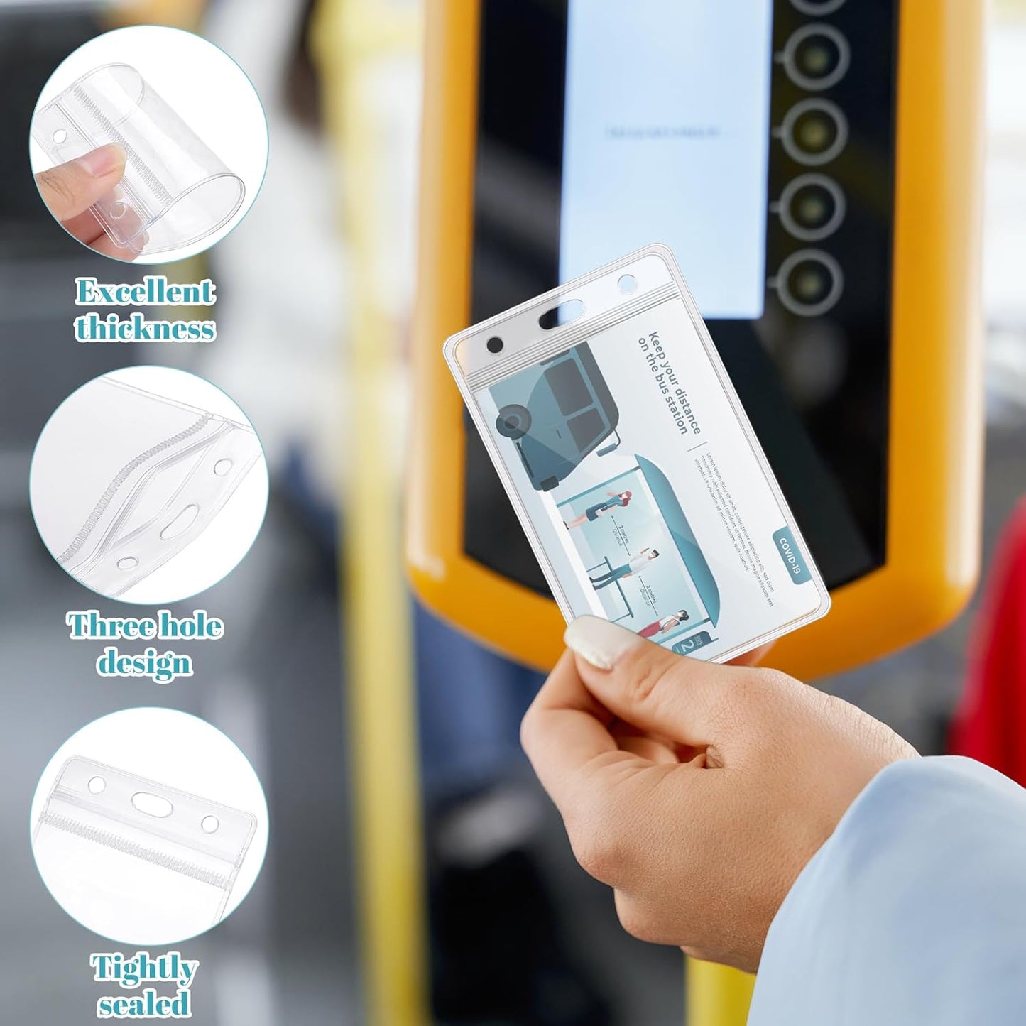 150 Pack Vertical ID Badge Holders Clear Plastic Waterproof Card Holder Resealable for Office Worker Teacher Nurse