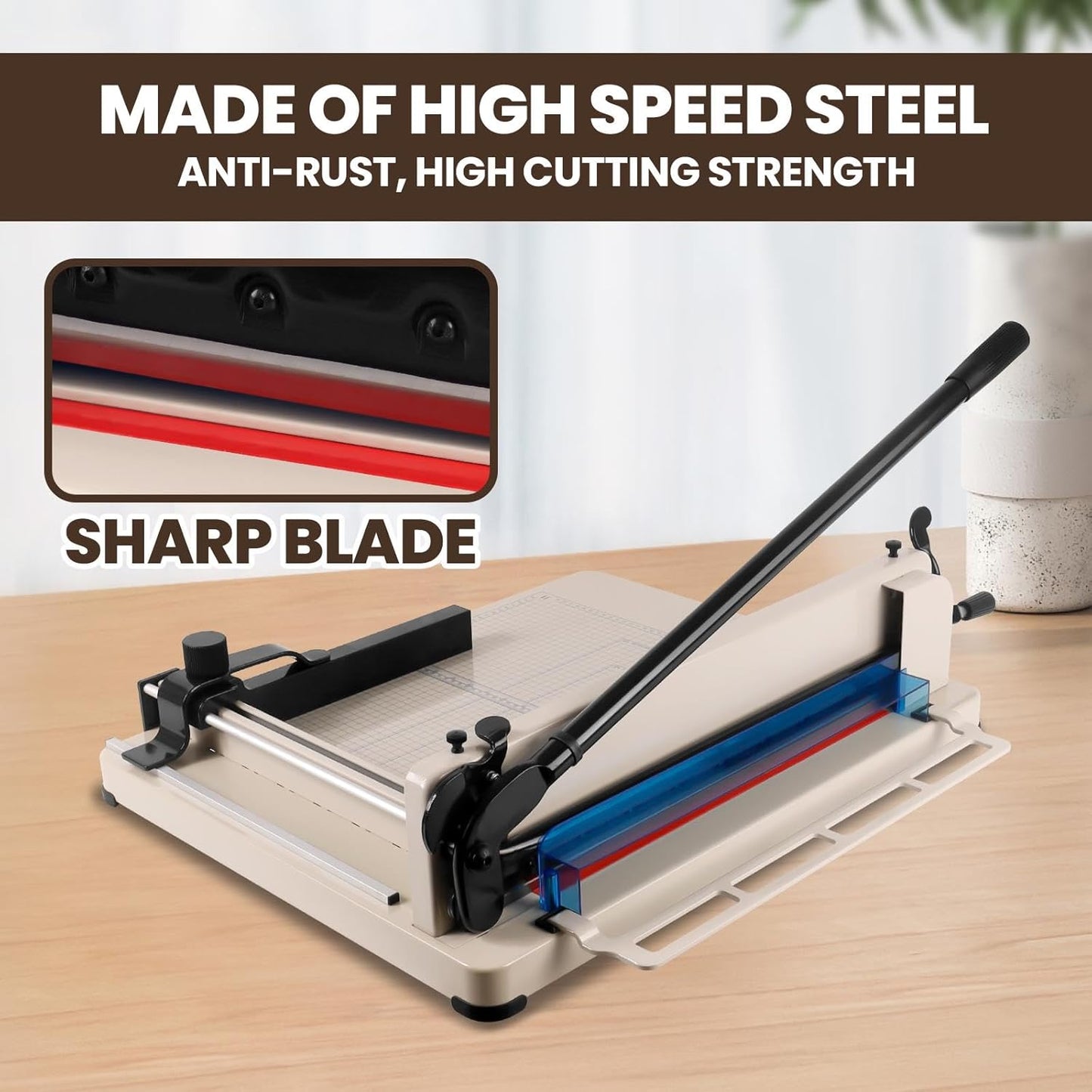 Heavy Duty Guillotine Paper Cutter, Professional Large Paper Trimmer with Safety Lock, Precision Cutting, Guillotine Style Paper Cutter for Office, School and Workshop (17 inch for A3)