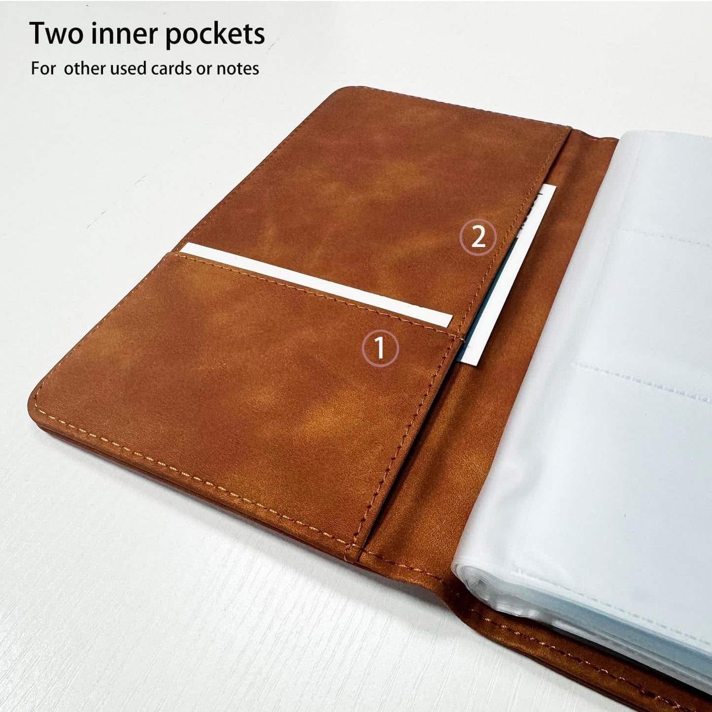 Leather Professional Business Card Holder Book Organizer, 240 Card Slots Capacity Booklet, Premium PU Name Cards Storage Folder with Soft Cover, Credit Card Binder Holder for Men/Women (Brown)