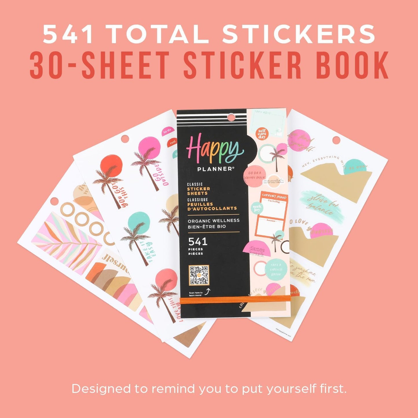 Happy Planner 12 Month Planner Box Bundle– Jan 2024 – Dec 2024 – Wellness Layout – Includes 12 Month Dated Classic Size Planner, Filler Paper & 30 Sheet Sticker Book – Organic Wellness Theme