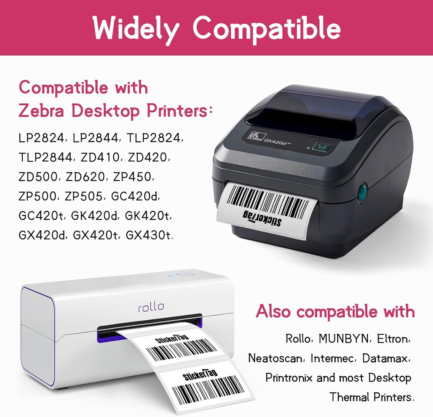12 Rolls 2" x 1" Direct Thermal Labels, Shipping Labels Compatible with Zebra & Rollo Label Printers for Mailing Postage Address Barcode (1300 Labels/Roll)