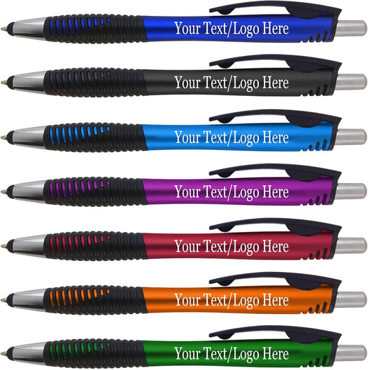 Personalized Pens with Your Custom Logo or Text-250 Pack Bulk-for Businesses, Parties, and Events, 2 in 1 Capacitive Stylus & Ballpoint Pen Compatible with Most Touchscreen Devices, Assorted