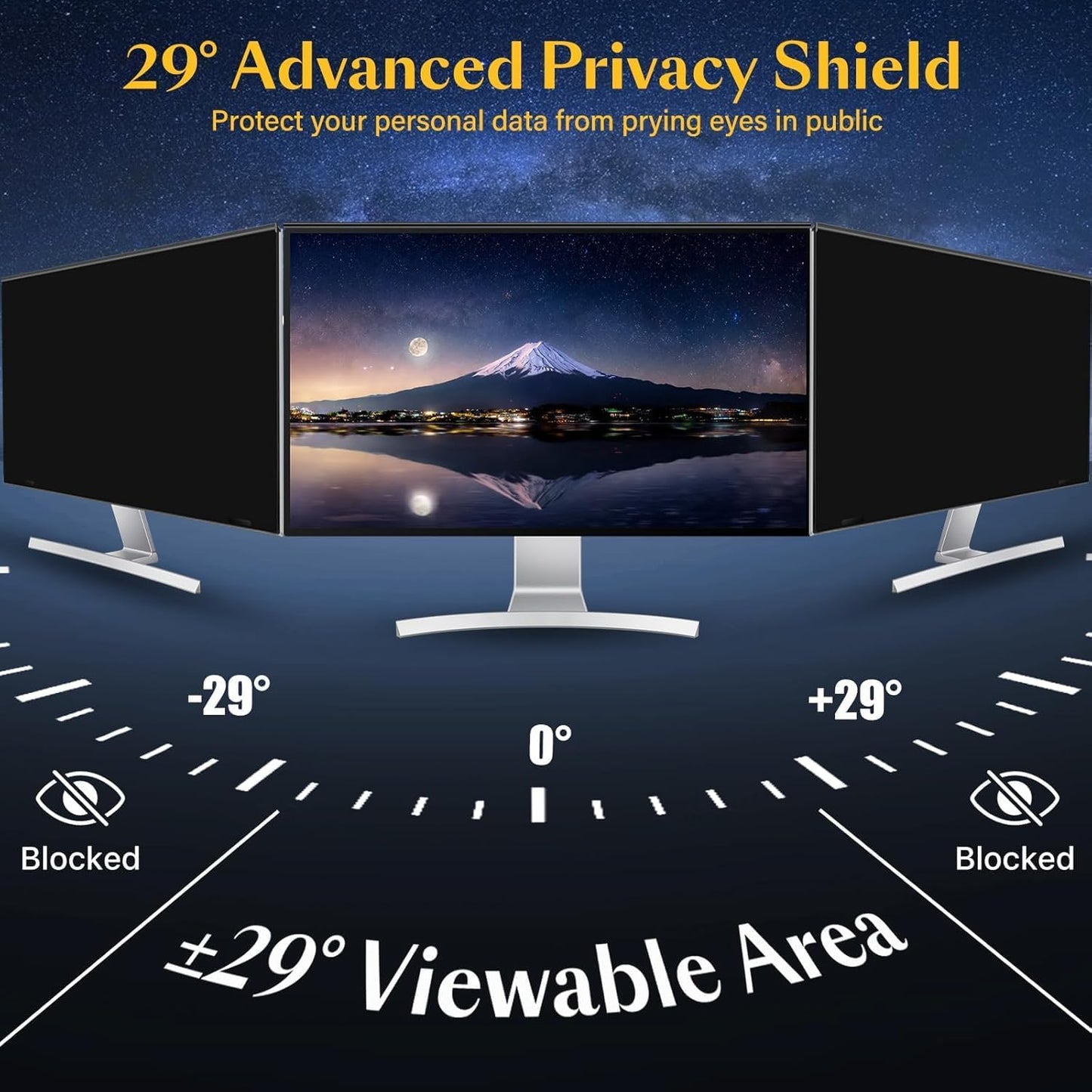 Magnetic 23 Inch Privacy Screen for Computer Monitor 16:9 Widescreen Desktop PC, 23in Hanging Removable Anti Blue Light Glare Eye Protection Shield, Screen Protector Panel