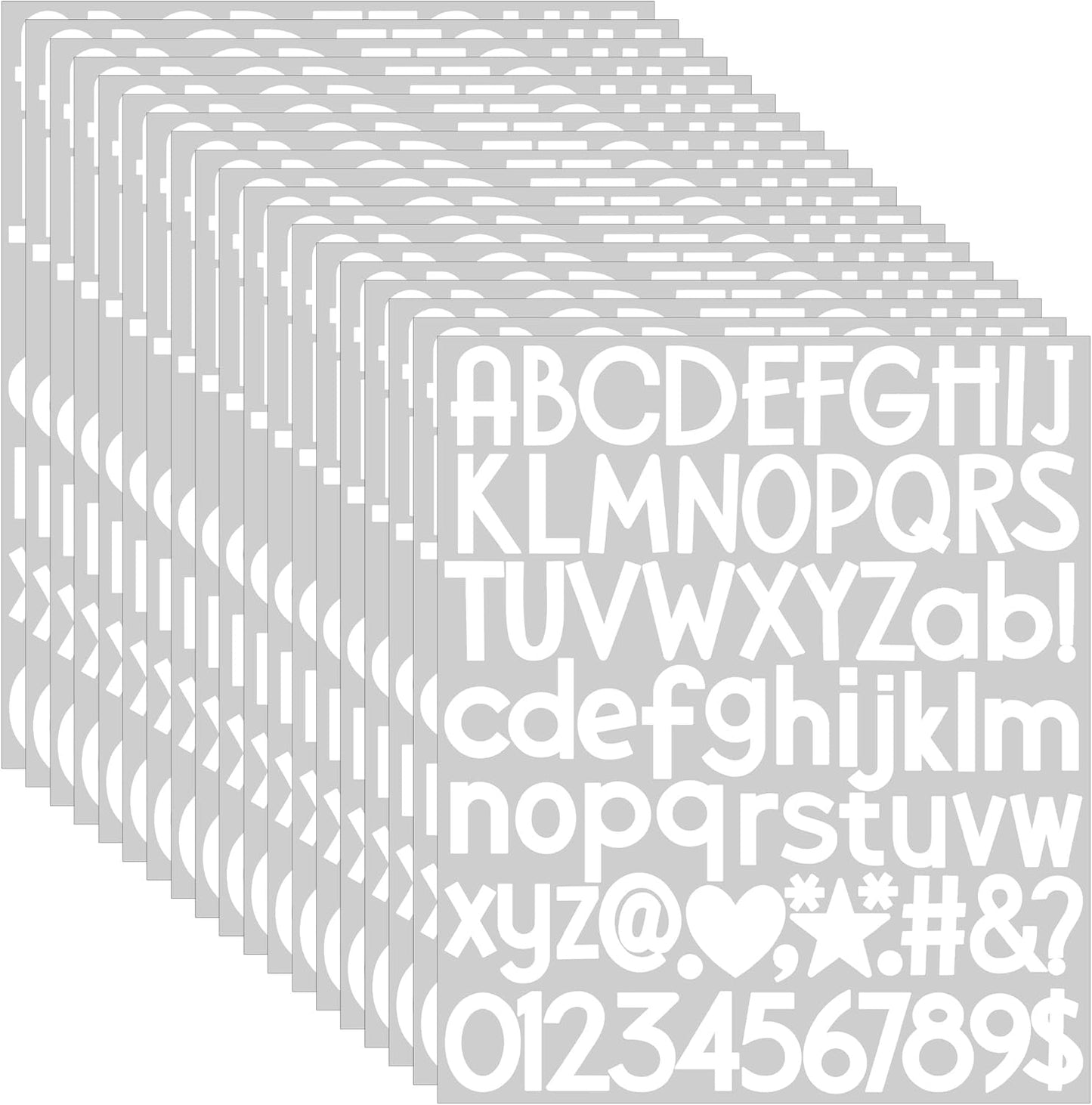 1500Pcs Letter Stickers 20Sheets Alphabet Stickers Vinyl Mailbox Numbers Self Adhesive Waterproof Small Sticker Letters for Water Bottles Sign Scrapbook Classroom Business Address Decor (White,1 Inch)
