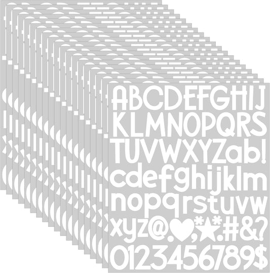 1500Pcs Letter Stickers 20Sheets Alphabet Stickers Vinyl Mailbox Numbers Self Adhesive Waterproof Small Sticker Letters for Water Bottles Sign Scrapbook Classroom Business Address Decor (White,1 Inch)