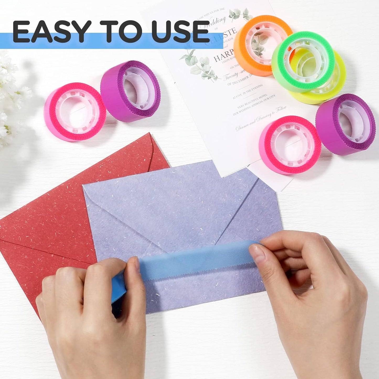 NEWEST 6 Rolls Highlighter Tapes, Removable Fluorescent Tapes Transparent Marking Sticker for Teachers Students Reading, 32 ft Per Roll, Neon