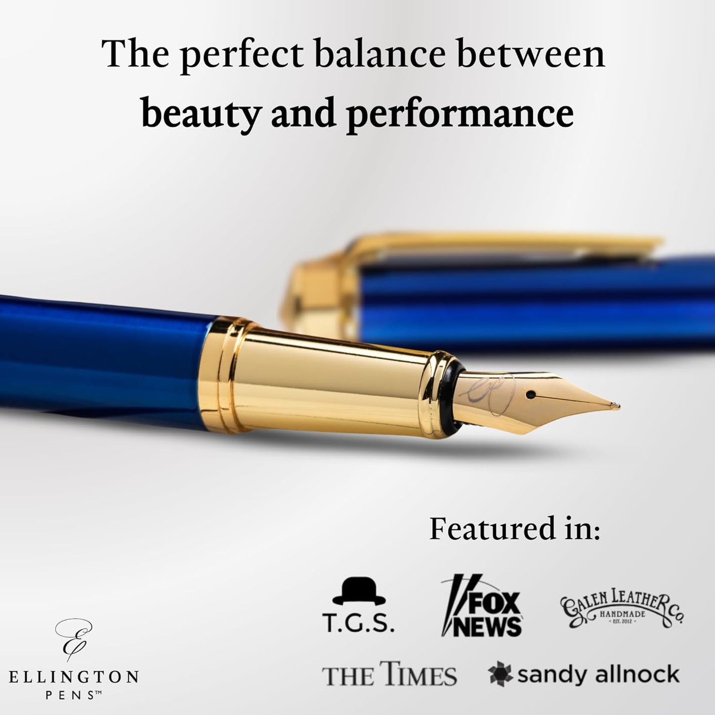 Luxury Fountain Pen Set- Fountain Pens for Writing - Smooth Medium Nib - Includes Refillable Ink Converter, 3 Ink Cartridges [Black & Blue], Gift Box - Elegant Calligraphy
