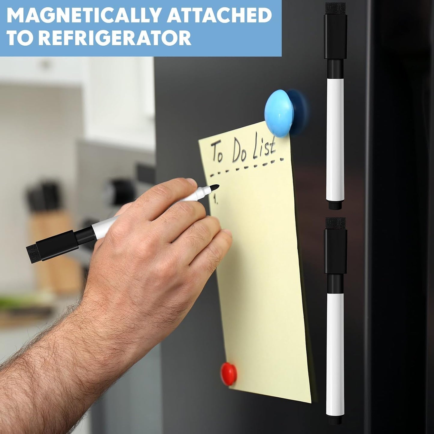 Kosiz 320 Pcs Magnetic Dry Erase Markers, Back to School Whiteboard Multicolor Marking Pens with Fine Point Tip, Erasable Caps, Ideal for Whiteboard Dry Erase Boards School Office Home(Black)