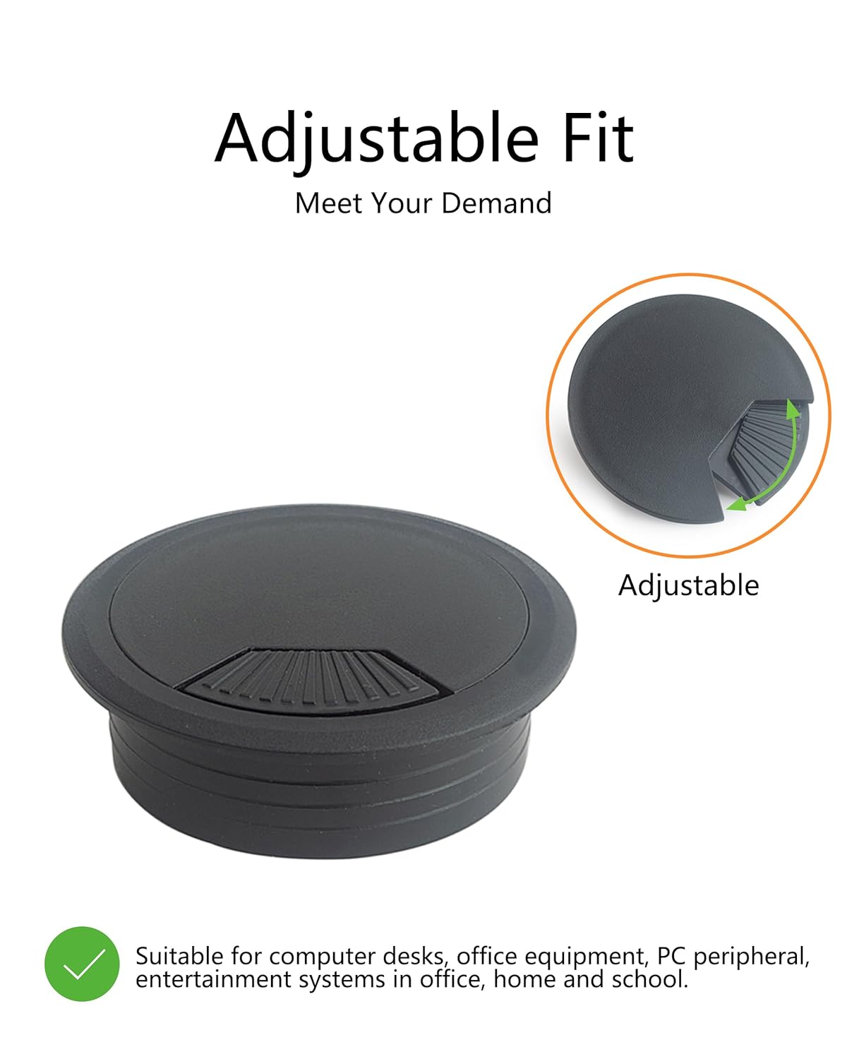 10 Pack Desk Grommet 50mm (2 inch) Bi-Metal Hole Saw Kit for Home Office,Cable Hole Covers,Black