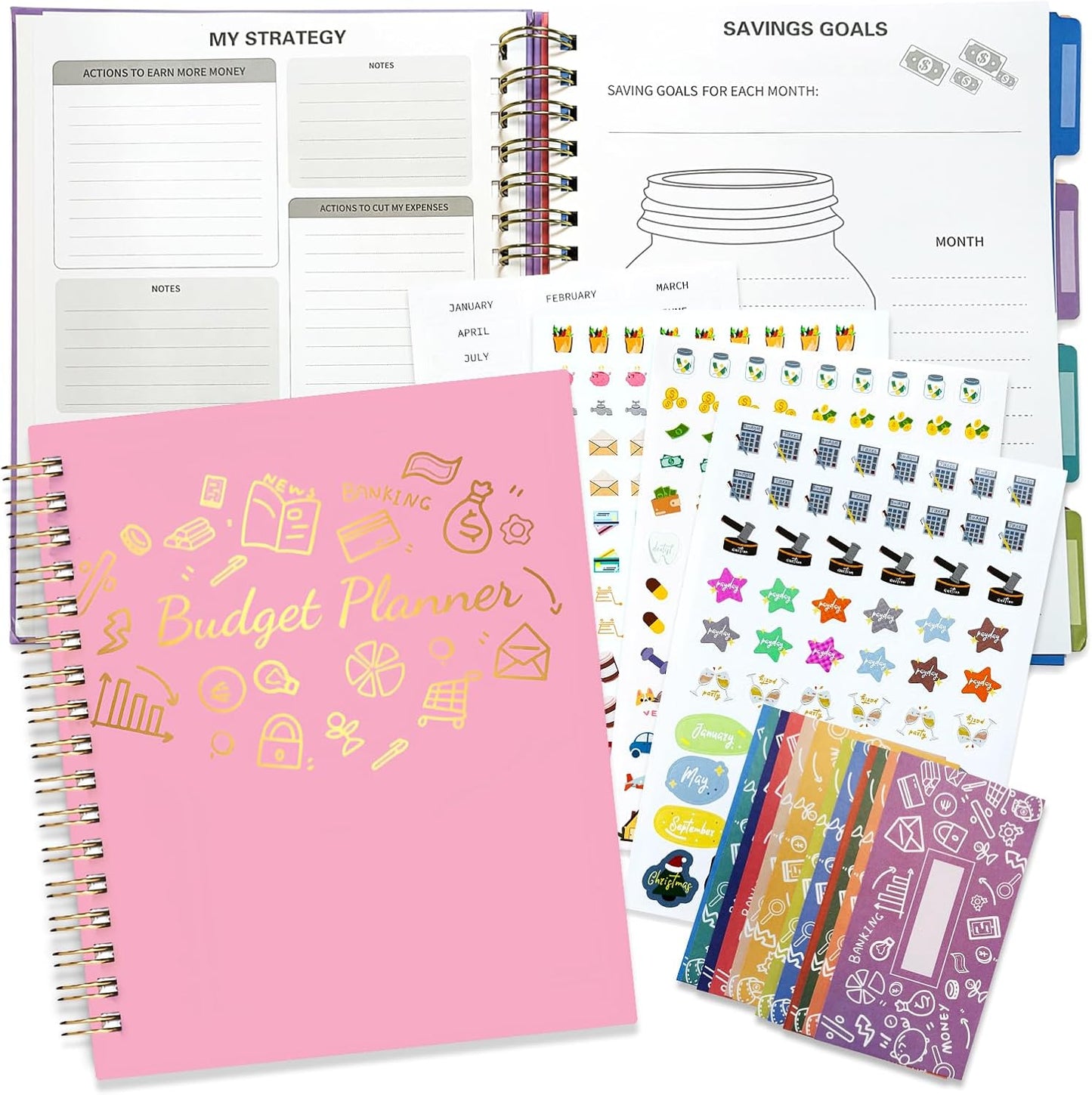 Budget Planner - B5(9.2x7'') Monthly Bill Organizer With Expense Tracker Notebook, Undated Financial Planner Budget Book To Take Control Of Your Money, Large Month Account Book With Pockets (B)