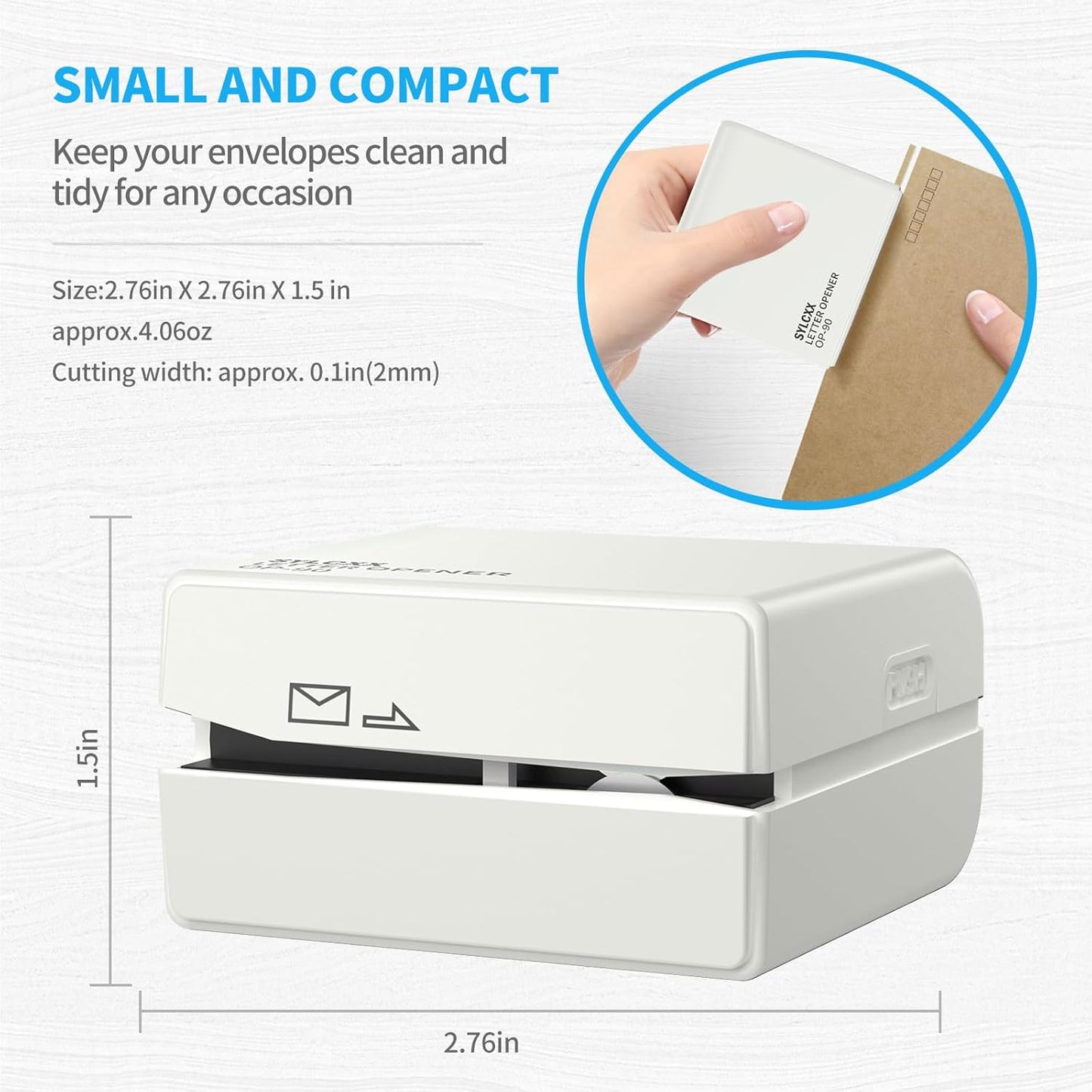 Battery Operated Electric Letter Opener - Letter Openers Envelope Slitter, Envelope Opener, Mail Opener, Universal Envelope Efficient Letter Opener Tool for Office, Home (White)