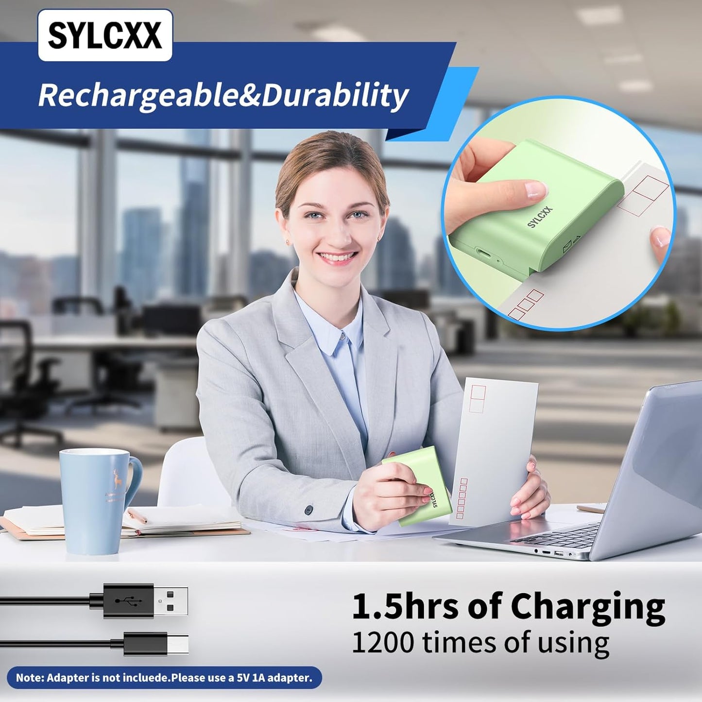 Rechargeable Electric Letter Opener - Letter Openers Envelope Slitter, Electric Envelope Opener, Mail Opener, Universal Envelope Efficient Letter Opener Tool for Office, Home (Saga Green)