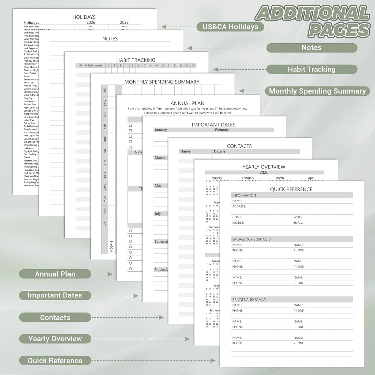 Academic Planner 2026 (8.5" x 11") - Weekly & Monthly Planner (Jan. 2026 - Dec. 2026), Column View Calendar Organizers, Hardcover Agenda Book with Tabs for Office & School, Green