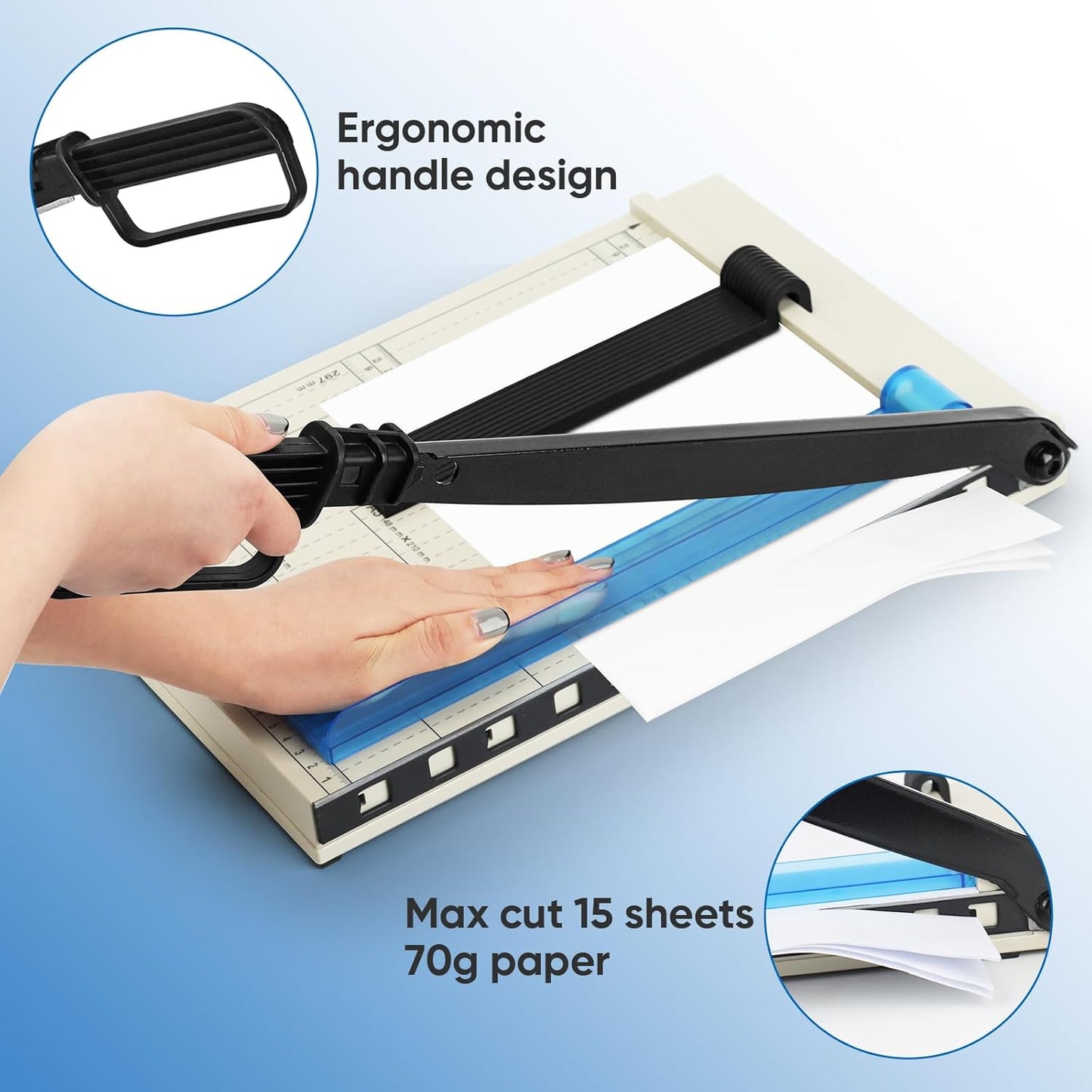 12" Guillotine Paper Cutter, A4 Paper Cutter, Heavy Duty 12-Sheet Capacity Trimmer with Corner Rounder for Cardstock, Photos, Scrapbooking, Crafts, Laminating, Cardboard, Labels & Coupons