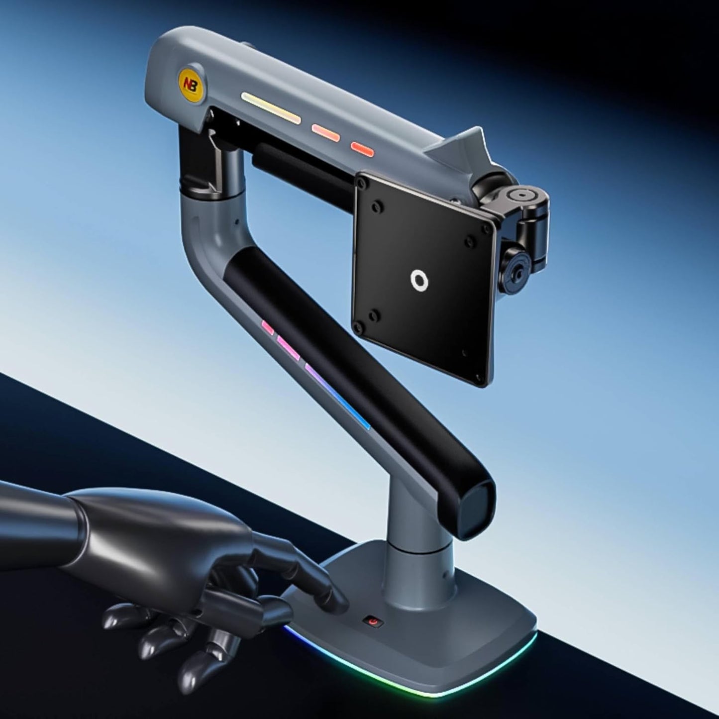 NB Gaming Monitor Arm or for 32 to 60 Inches Screen, Load up to 20 kg, VESA 75/100, RGB-Light, Heavy Duty, Multi Angle Adjustable, Premium Aluminum, Lake Blue