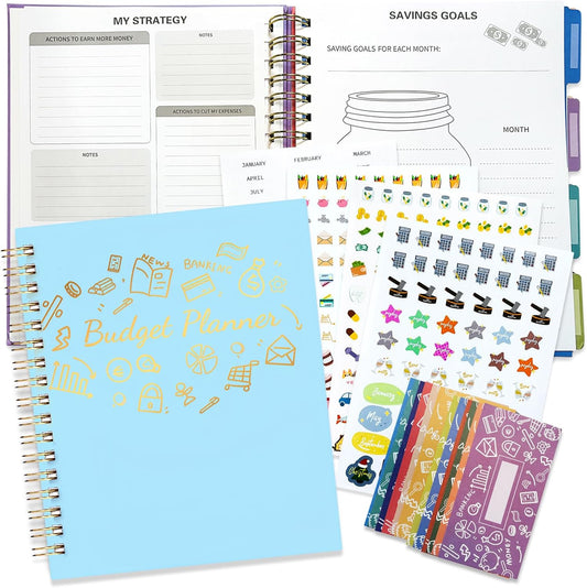 Budget Planner - B5(9.2x7'') Monthly Bill Organizer With Expense Tracker Notebook, Undated Financial Planner Budget Book To Take Control Of Your Money, Large Month Account Book With Pockets (C)