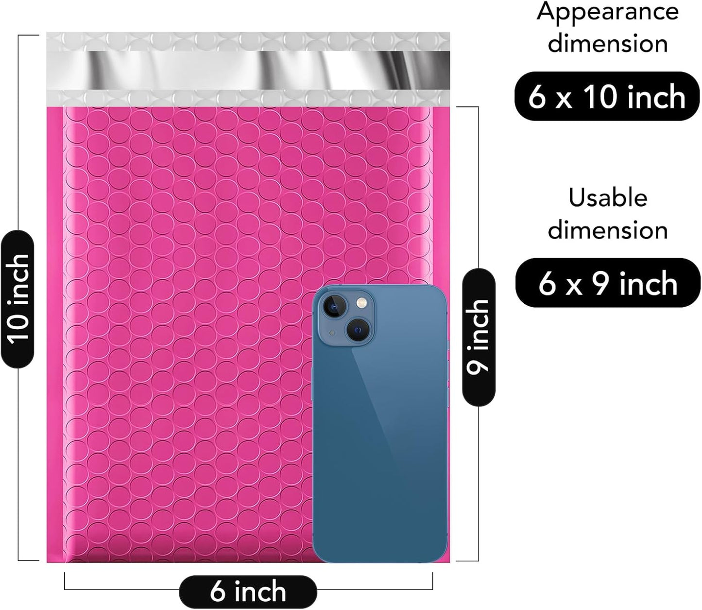 Fuxury Bubble Mailers 6x10" 600 Pack Pink Thick Padded Envelopes Usable Size 6x9" Mailing Envelopes Bubble Padded, Shipping Bags for Mailing,Packaging, Small Business, Boutique, Bulk #0