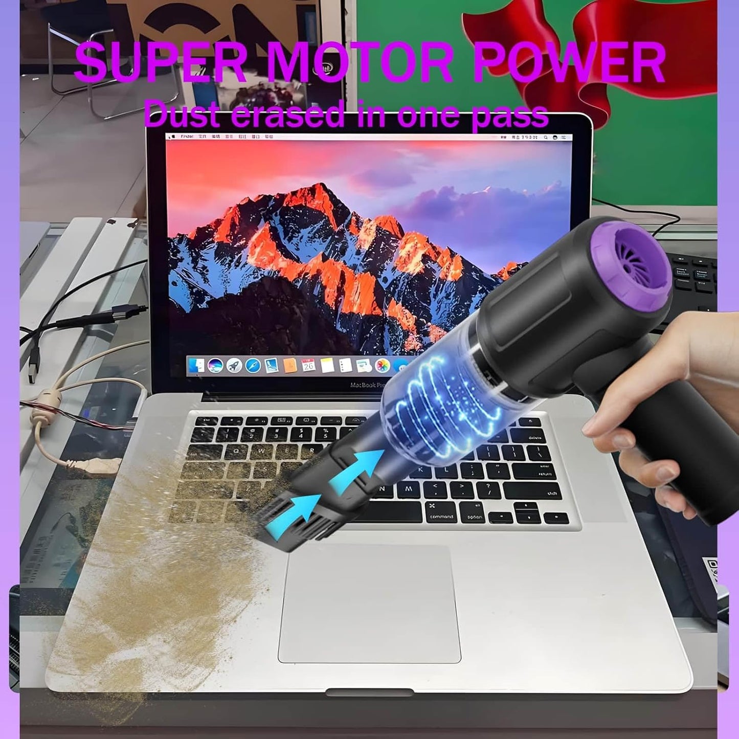 14500PA Computer Vacuum Cleaner Keyboard Cleaner Compressed Air Duster - Cordless Handheld Mini Vacuum for PC/Laptop Cleaning - Portable Air Duster for Car/Home/Office