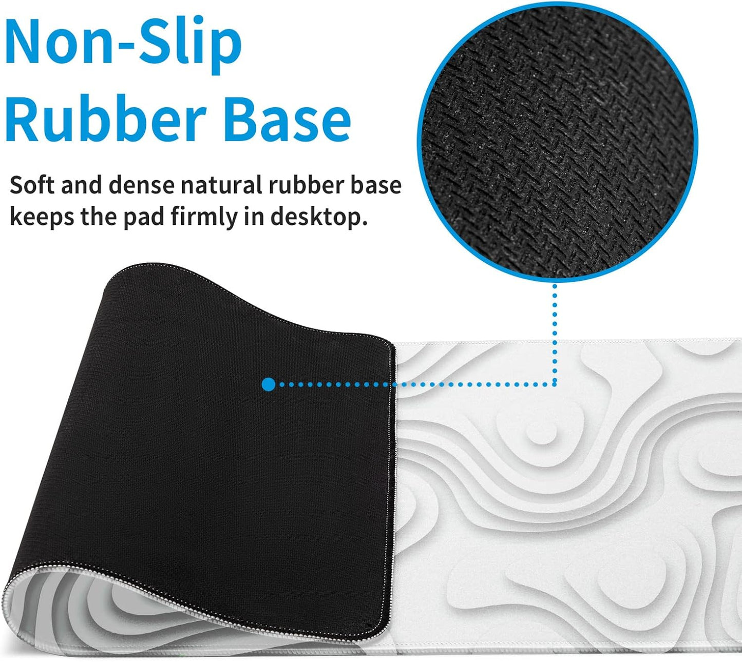 Solid Geometry Large Gaming Mouse Pad White Mouse Pad Gaming Big Desk Pad Desk Mat with Stitched Edge 31.5''x11.8'' Computer Mousepad Waterproof Desk Protector