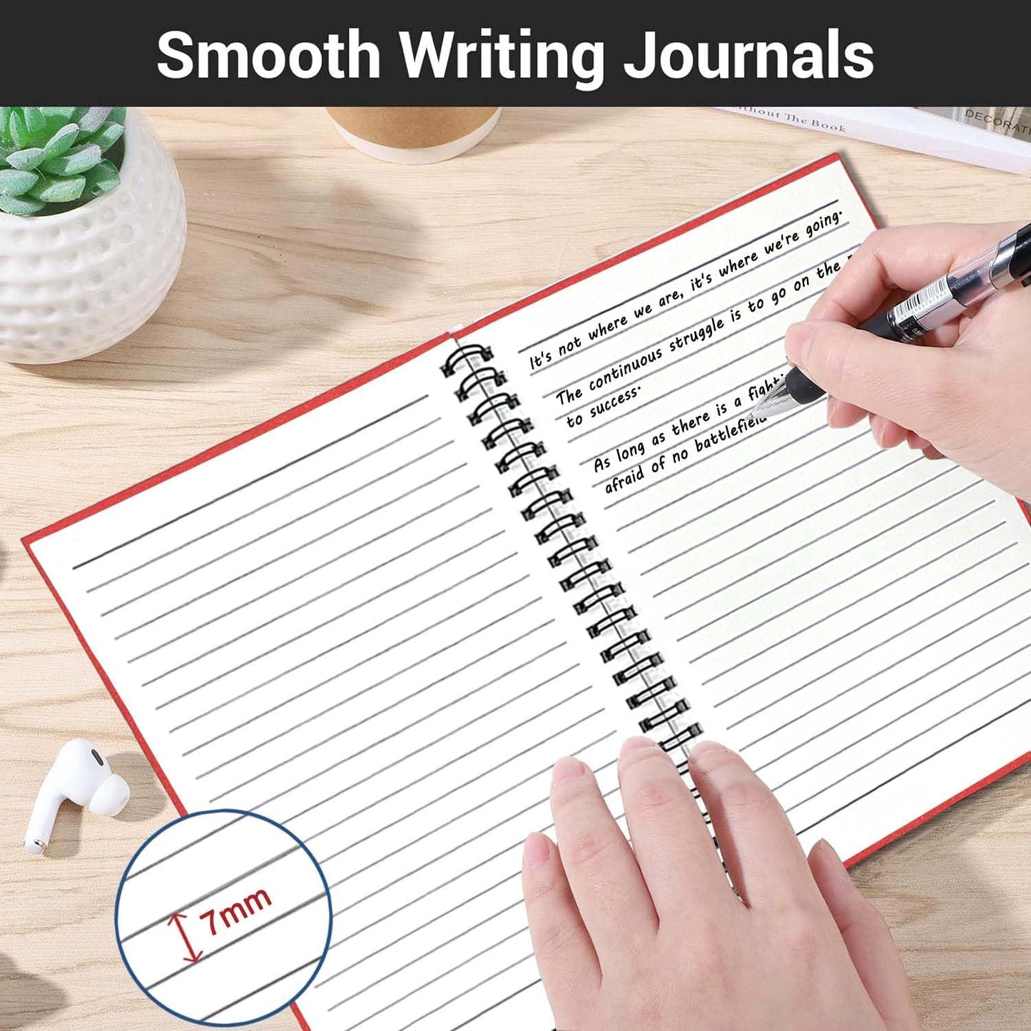 GINMLYDA 4Pack Small Spiral Notebook A5, 8.25x5.5” 120 Lined Pages Wide Ruled Spiral Journal Bulk Blank Kraft Cover Spiral Bound Notebook & Writing Pads for Home Office Meeting Work Note Taking