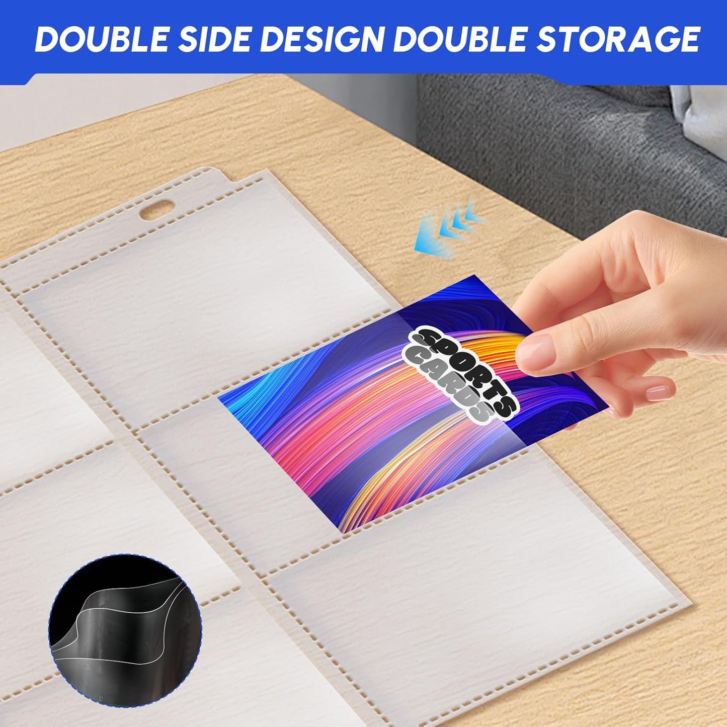 200 Pack 9 Pocket Trading Card Sleeve Pages,Page Protectors Card Sleeves Binder Sheets for 3 Ring Binder,Card Binder Sleeves for Baseball, Football, Game Sport Business Cards