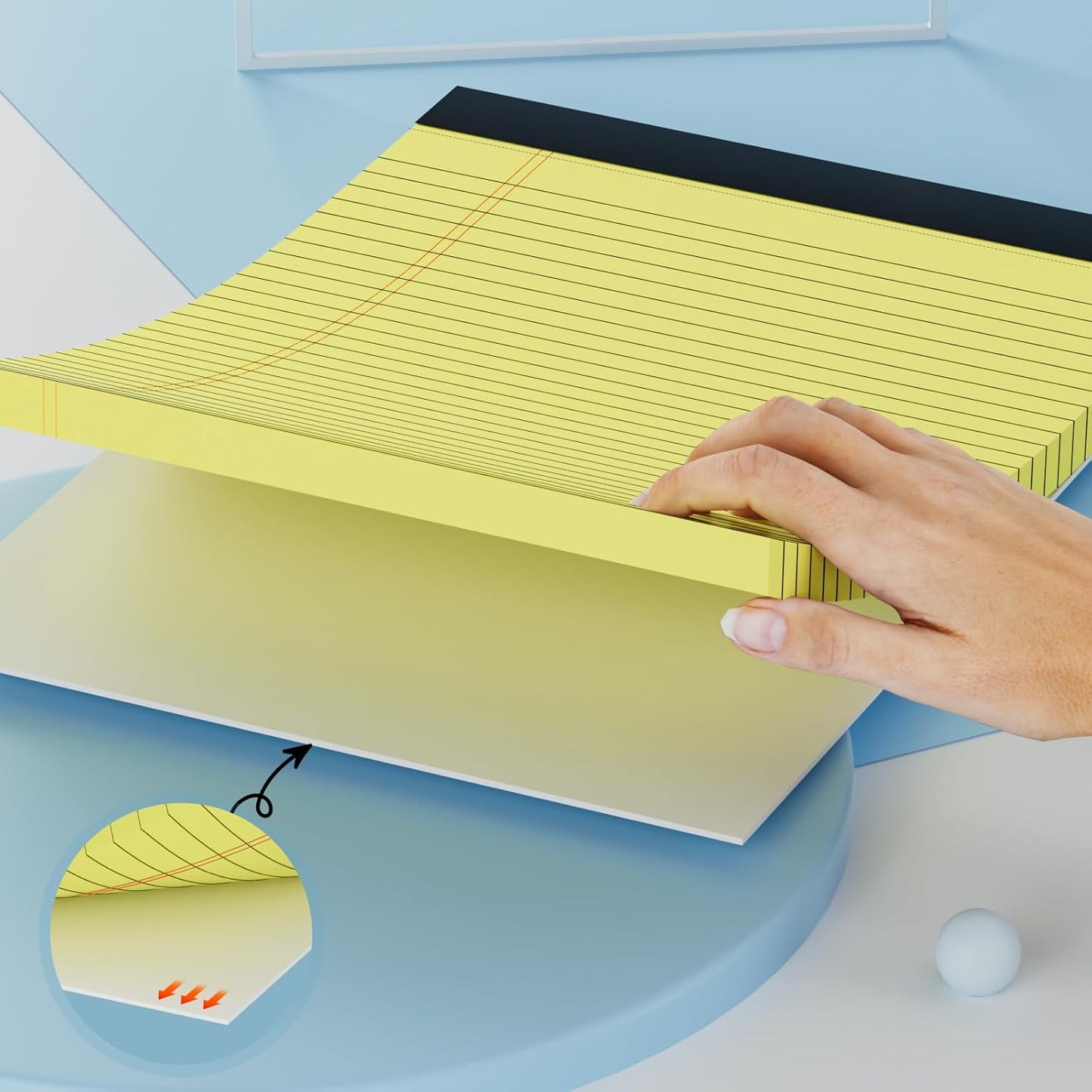 AILZFEI 300 Sheets Light Yellow Legal Pads 8.5 x 11.75 Wide Ruled Paper 6-Pack Note Pad 50 Sheets per Notepad Perforated Writing Pad Durable Sturdy Back 8x11 Pads of Paper