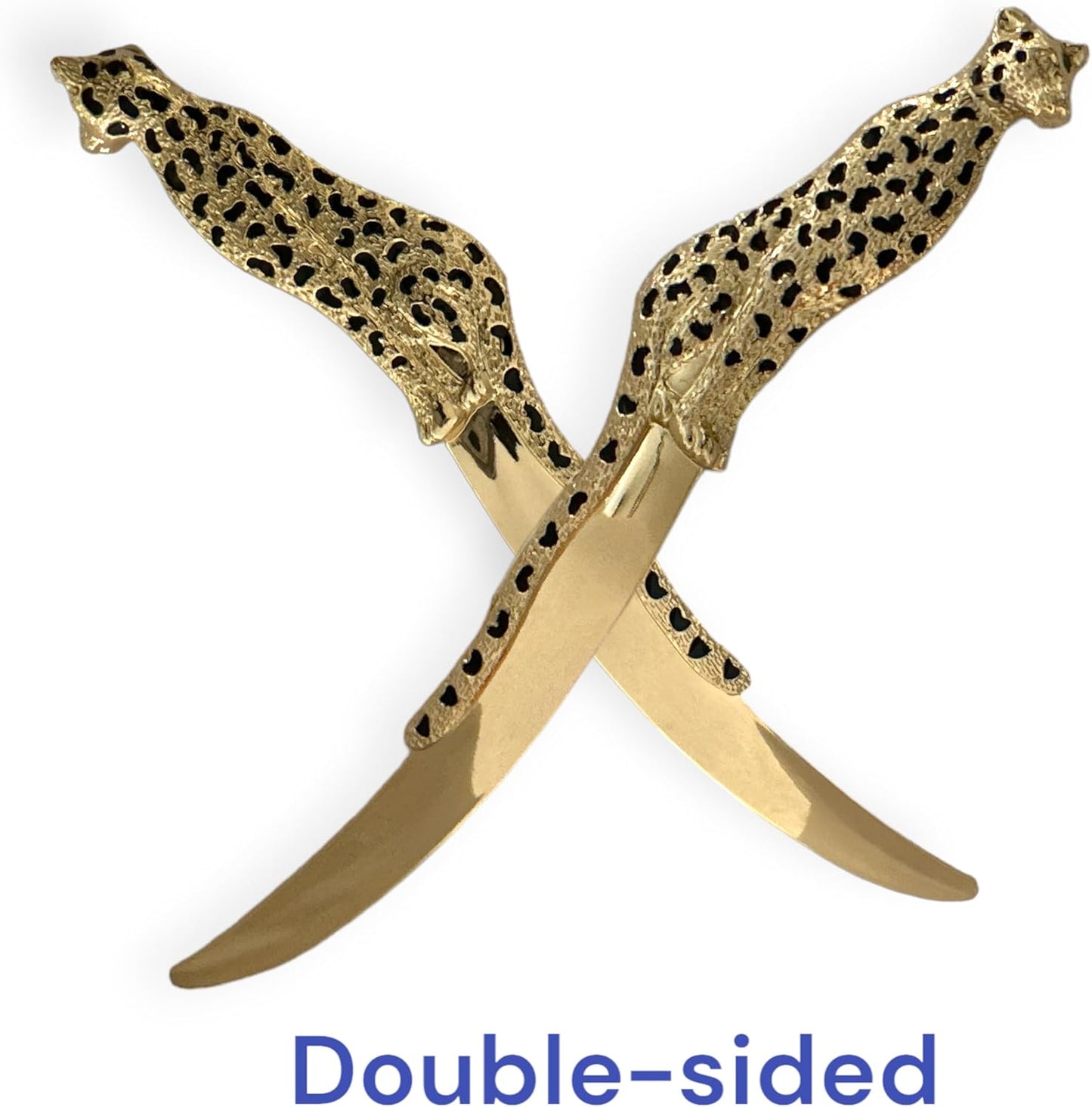 Premium Leopard Letter Opener | Gold & Black Electroplated Desk Accessory for Home, Office | Mail Opening Tool for Women & Men | Velvet Gift Bag | 7.5 Inch Long