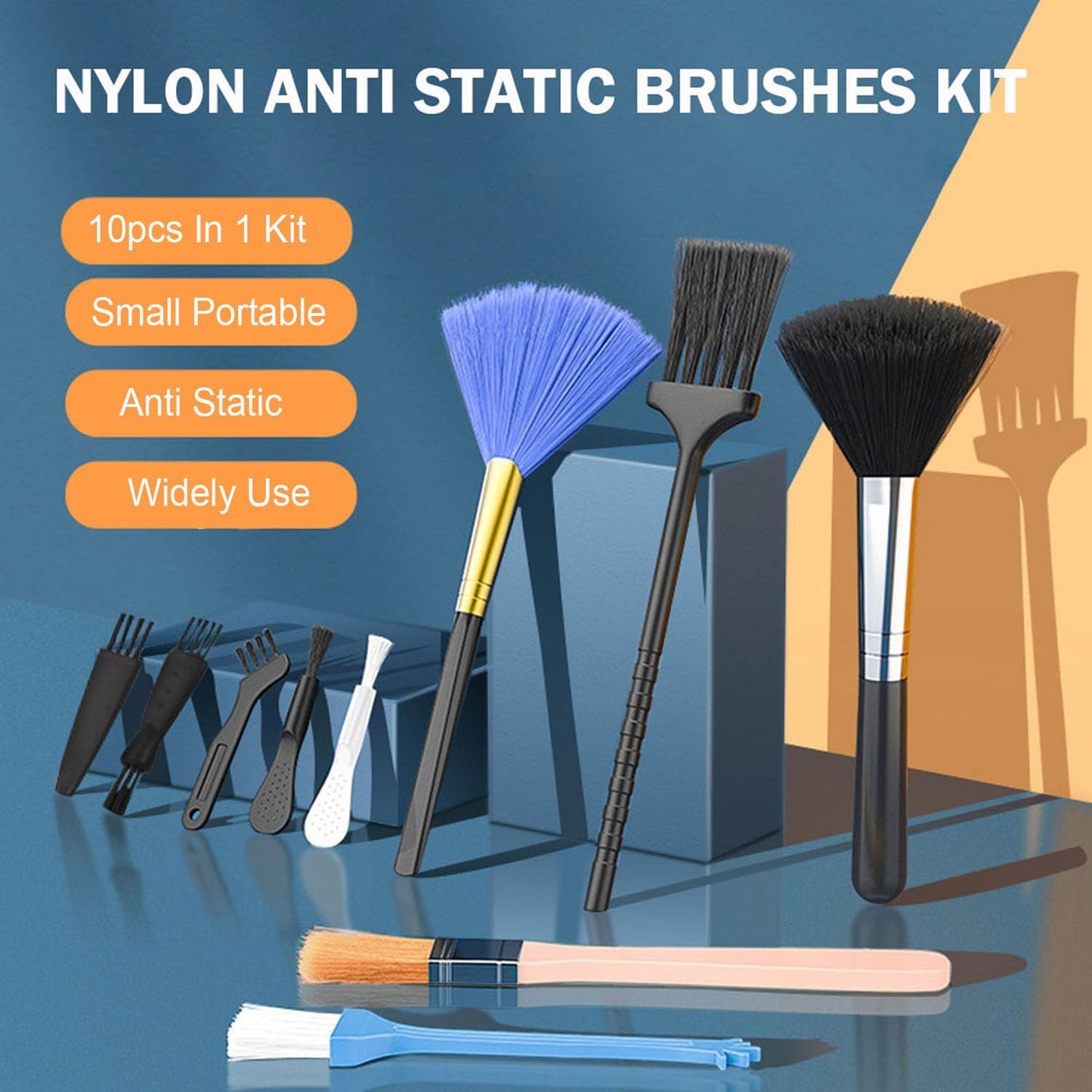 Keyboard Cleaner kit, Small Nylon Anti Static Cleaning Tool Computer Keyboard Laptop Cleaning Kit for Electronic Devices Such As Computer Motherboard Fans Dust Removal Tool (10 Pcs)