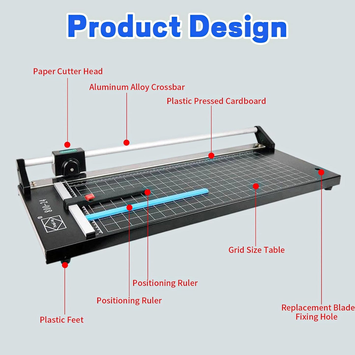 24 Inch Manual Precision Rotary Paper Trimmer, Rotary Paper Cutter Trimmer for Photo Paper, Film, Art Paper Jam, Office Paper, Thin Plastic Soft Board, PVC,Cutting Table,Professional Rolling Trimmer