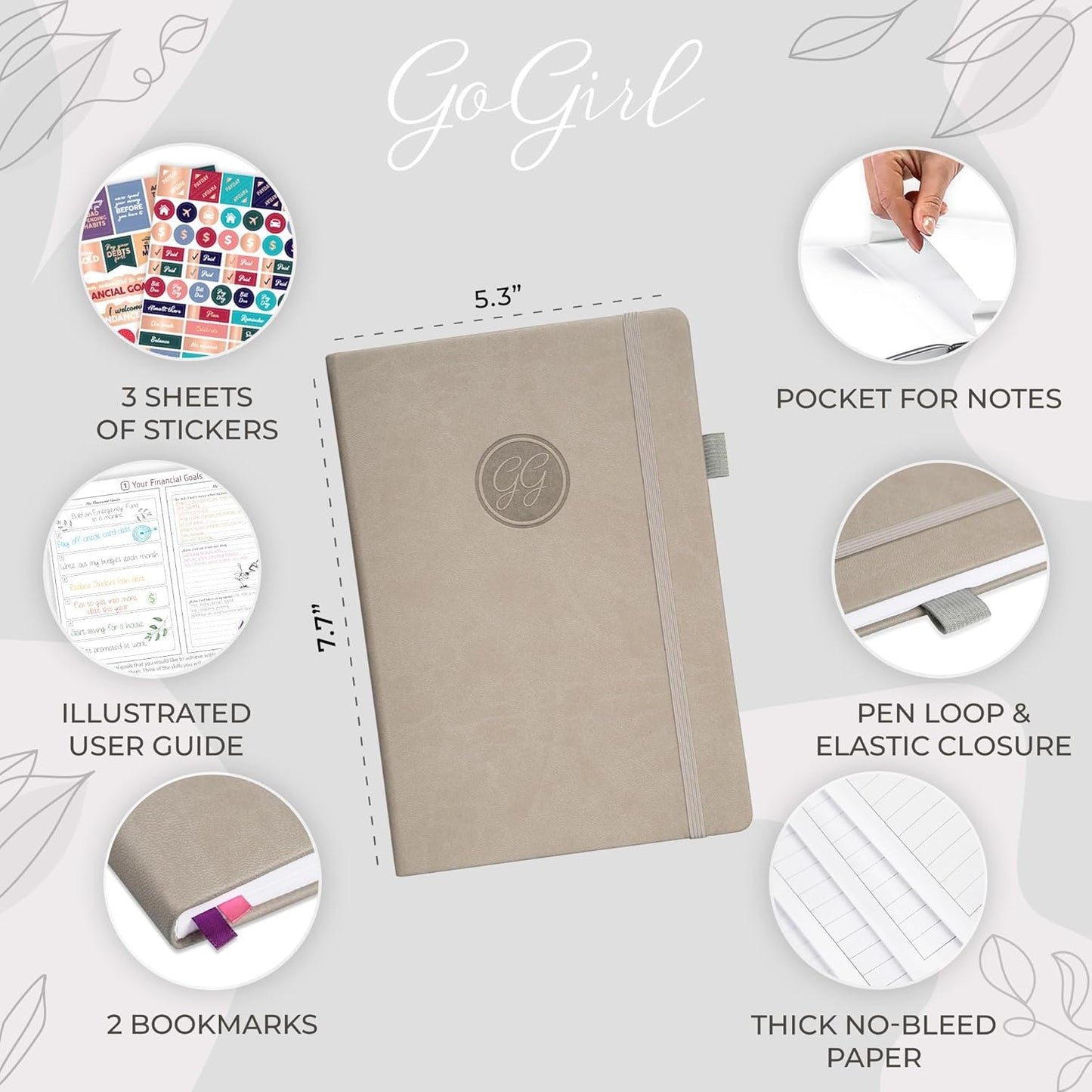 GoGirl Budget Planner – Monthly Financial Planner Organizer Budget Book. Expense Tracker Notebook Journal to Control Money, Compact (Gray)