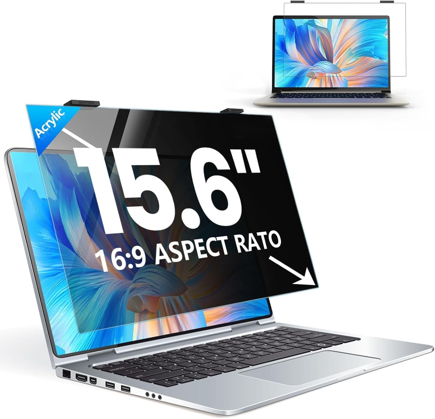 Laptop Privacy Screen 15.6 inch, 9H Hanging Privacy Screen for Laptop for 16:9, Acrylic HD Eye Protection Anti Glare Blue Light Laptop Screen Privacy Filter