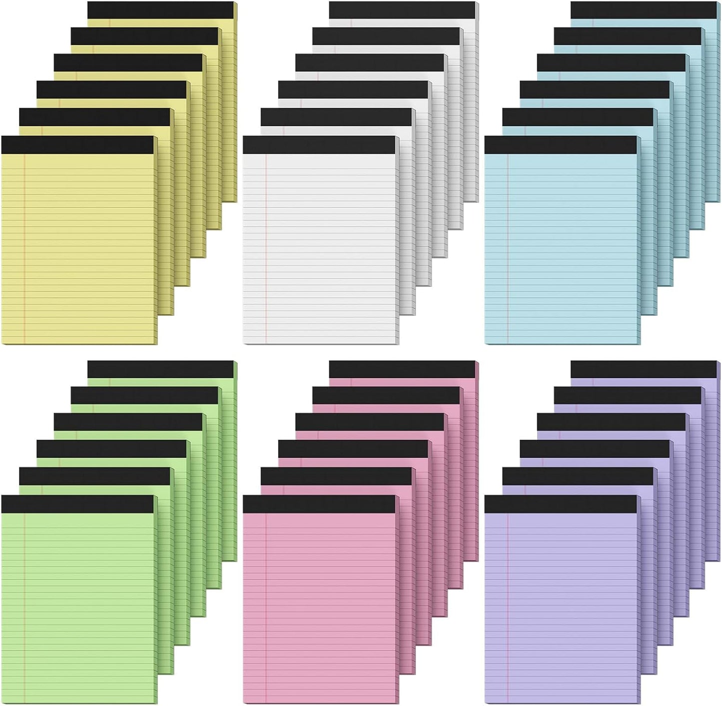 36 Pack Legal Pads 8.5 x 11, Note Pads 8.5 x 11, Wide Ruled Colored Legal Pads, Multicolor Notepads 8.5 x 11 with Sturdy White Back, 30 Sheet/Notepad, Writing Pad for School, Home, Office