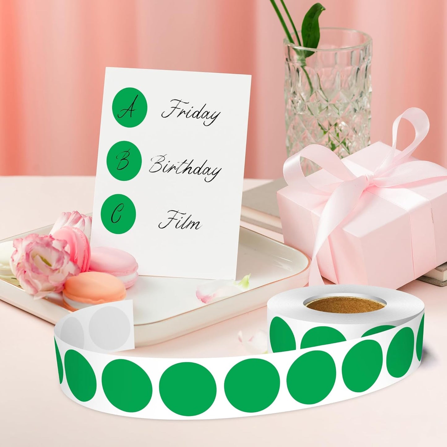 1 Inch Round Color Coding Labels, 1000 Dots Per Roll Green Color Coded Dot Stickers, Round Color Dot Labels for Organizing, Filing, and Storage