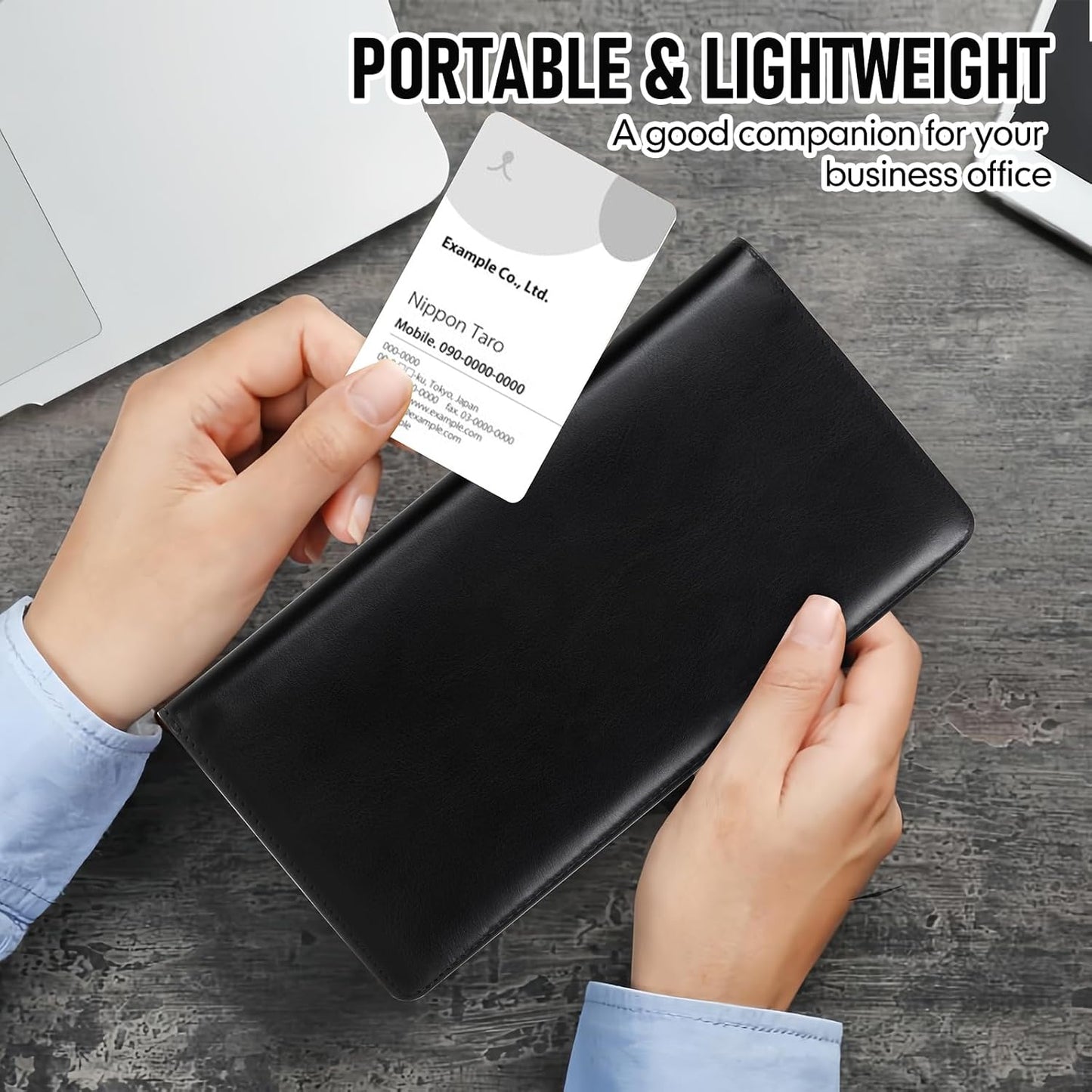 300 Business Cards Holder, 50 Pages Gift Cards Holder, Professional PU Leather Credit Cards Organizer Wallet, Portable Name Card Book Binder Folder, Men Women & Office Supplies, Black