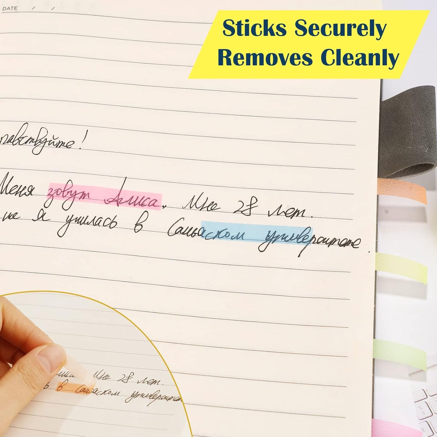 NEWEST 10 Rolls Highlighter Tapes, Clear Color Tape Removable Marking Sticker for Reading Class, 16 ft Per Roll