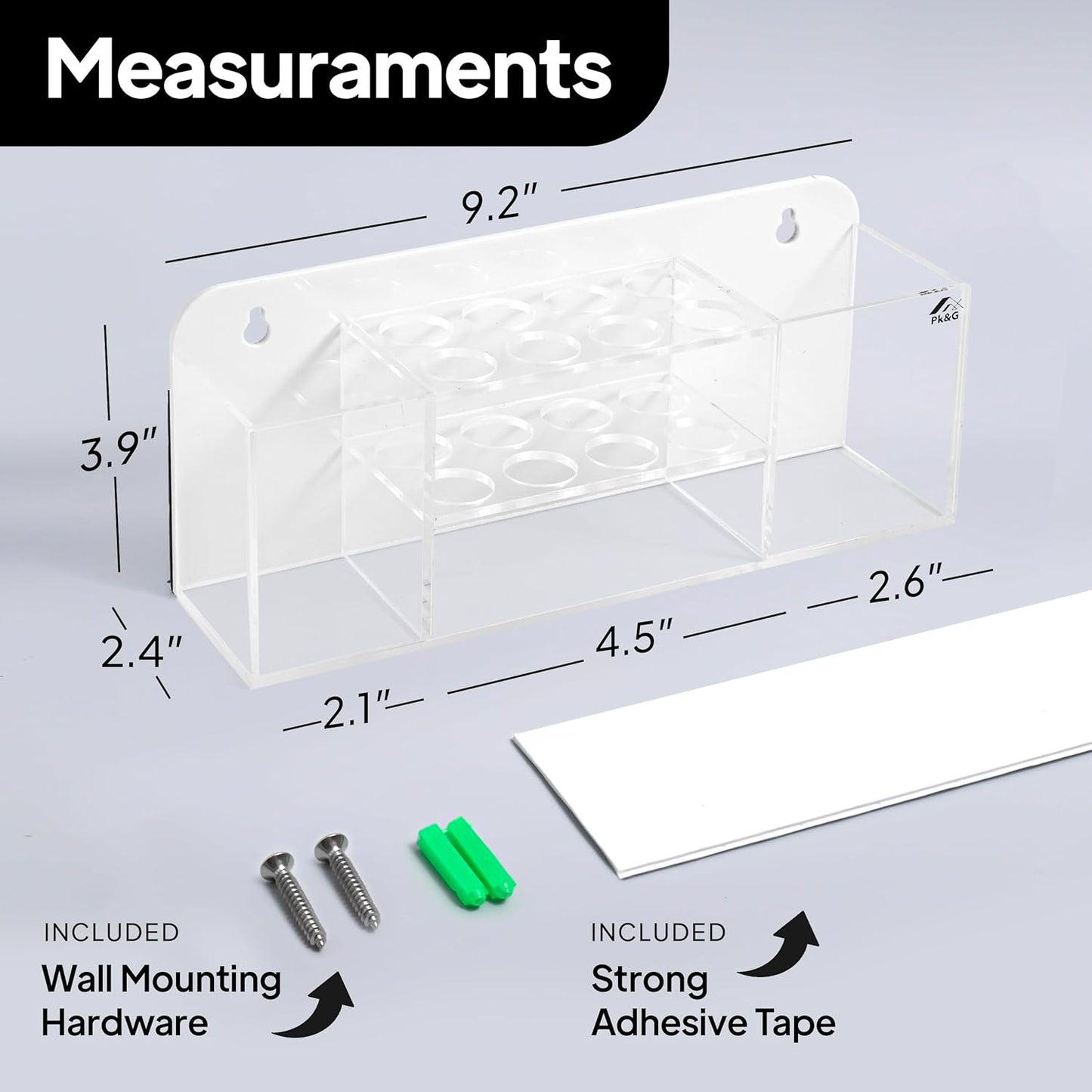 Strong Magnetic Dry Erase Marker Holder for Whiteboard, 8-Slot Acrylic Pen Organizer with Glass and Wall Mount Accessories for Fridge, Office, and Classroom. Markers, Eraser, Cleaner Not Included