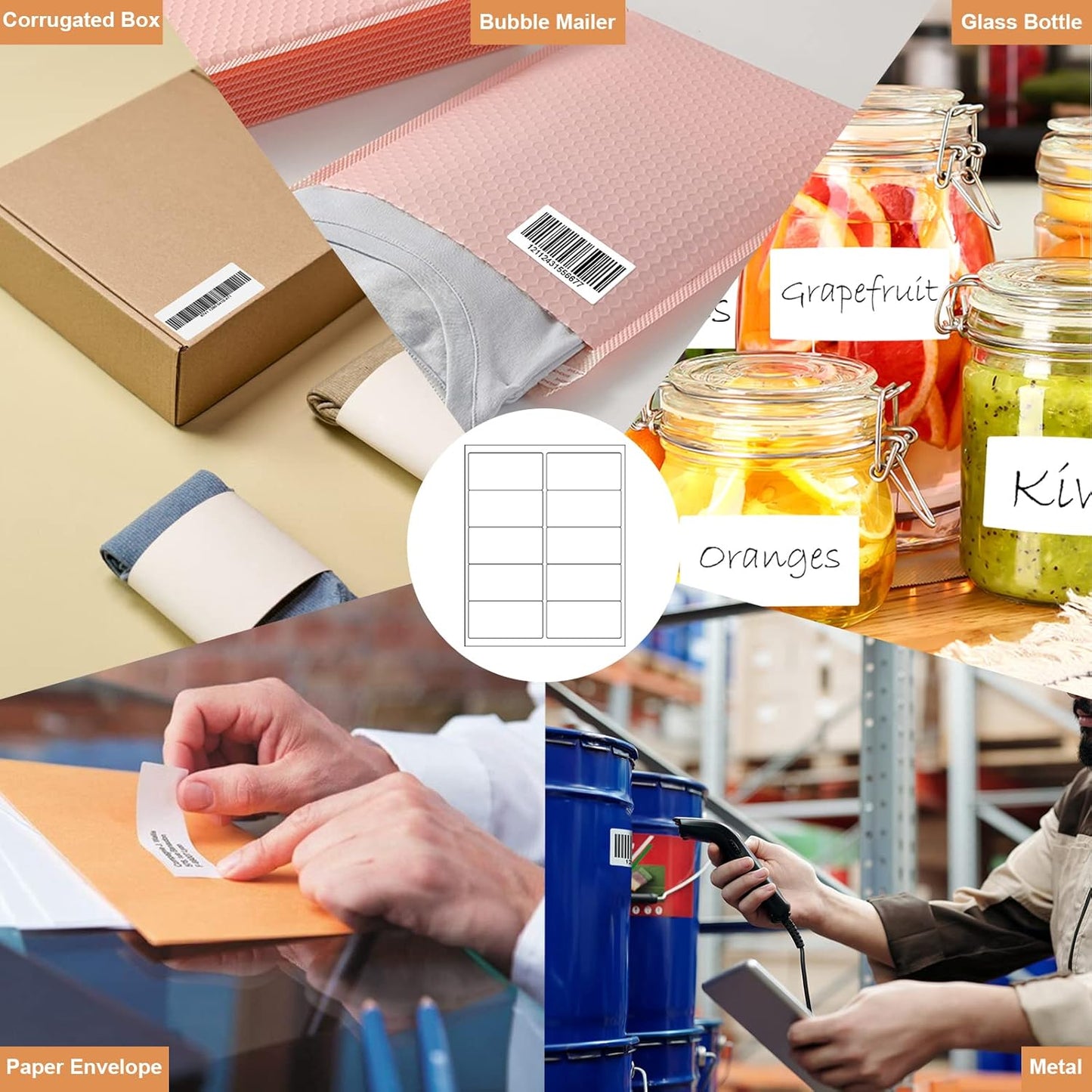 10up 1000 Sheets Sticker Labels Compatible Laser/Ink Jet Shipping Labels, 2" X 4" Labels for Shipping/Mailing (10000 Labels)